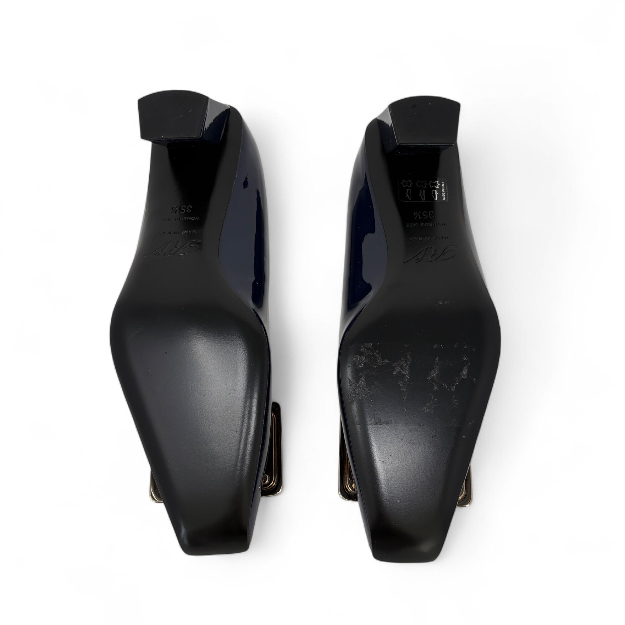 Roger Vivier Dark Blue Patent Belle Vivier Pumps 35.5