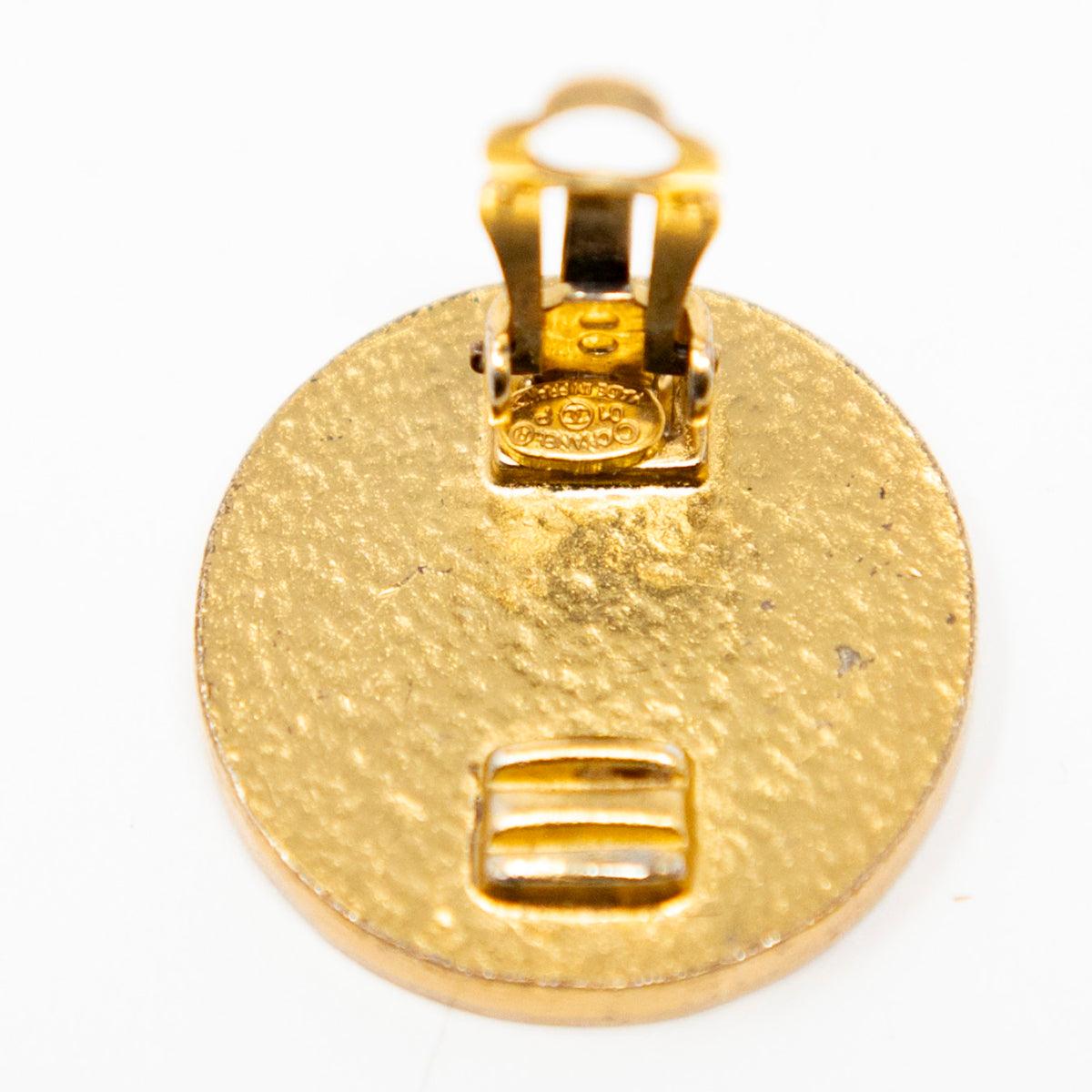 Chanel Vintage Red Button Clip On Earrings
