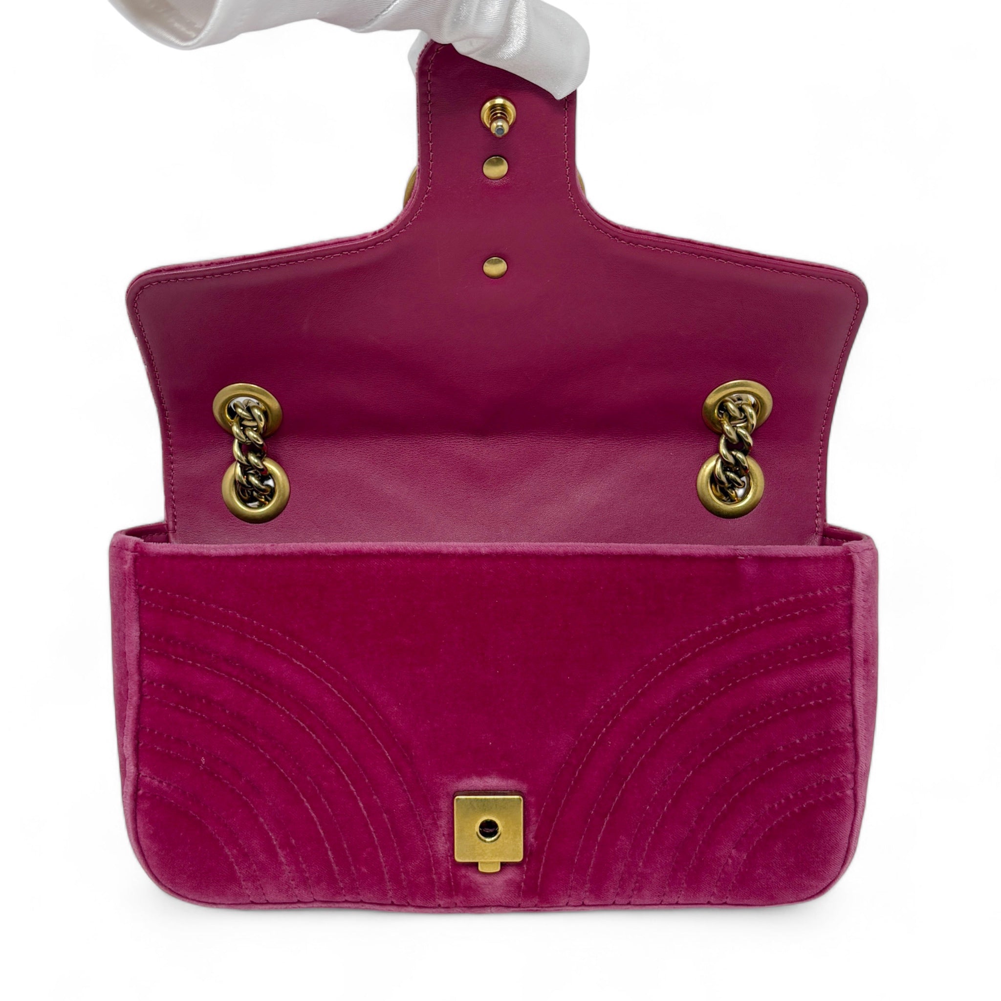 Gucci Pink Velvet Medium GG Marmont Bag