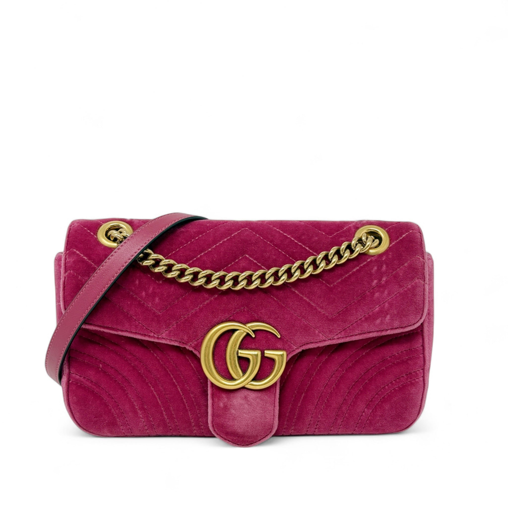 Gucci Pink Velvet Medium GG Marmont Bag