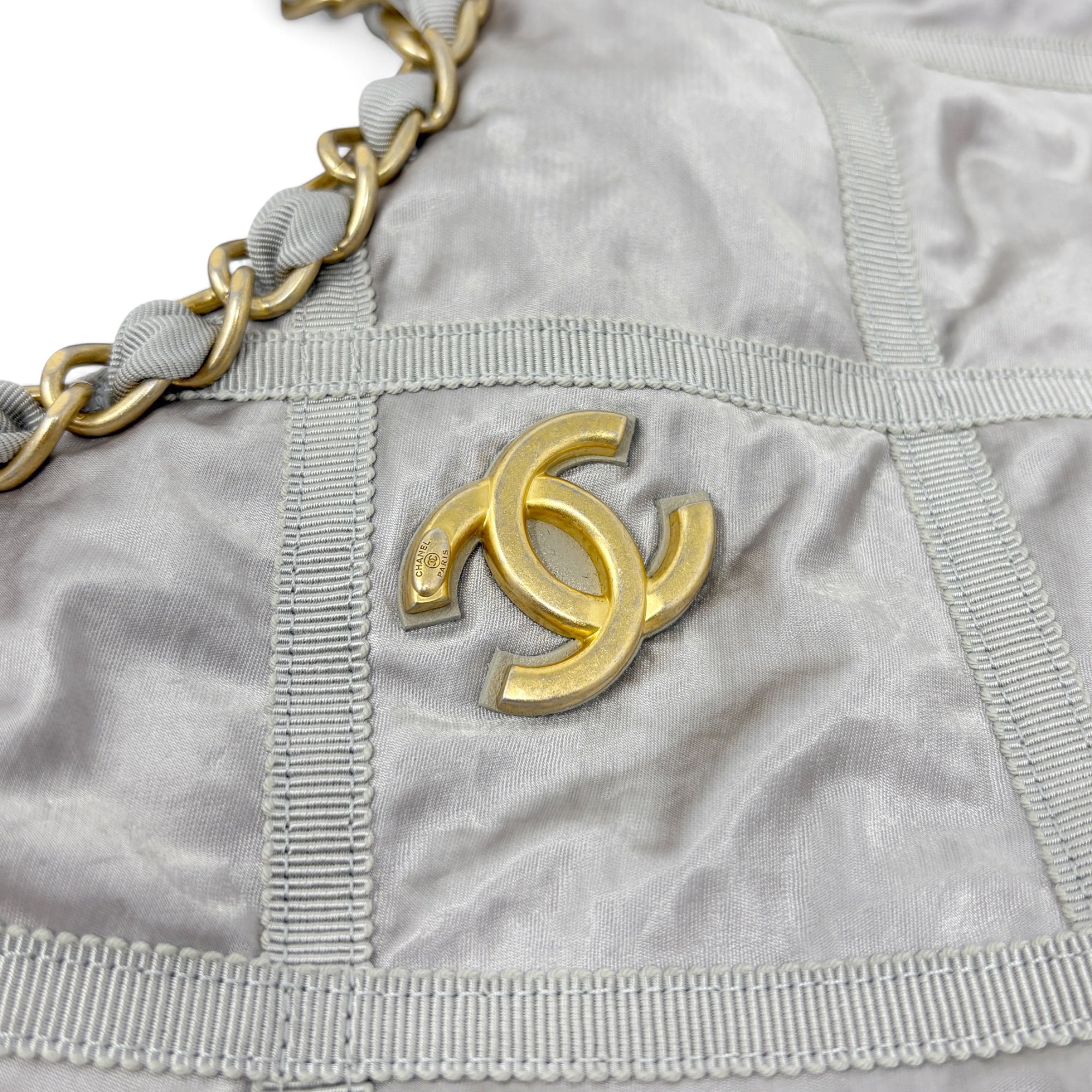Chanel Silver Maxi Lifestyle Shopping Tote