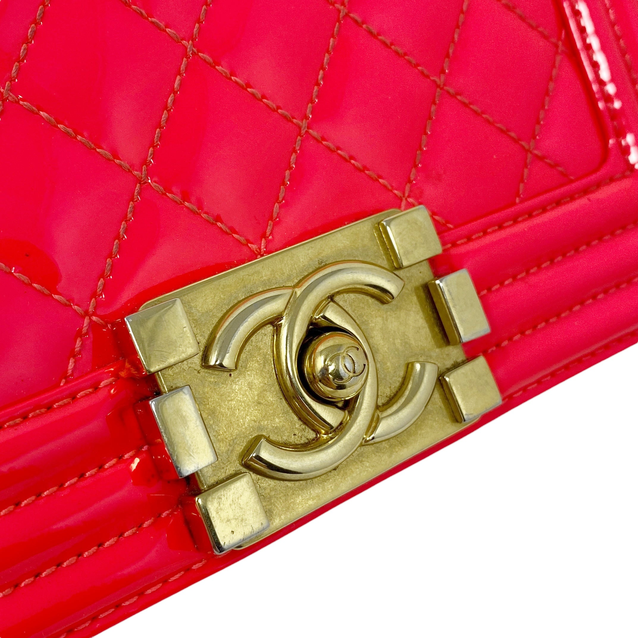 Chanel Pink Patent Small Boy Bag