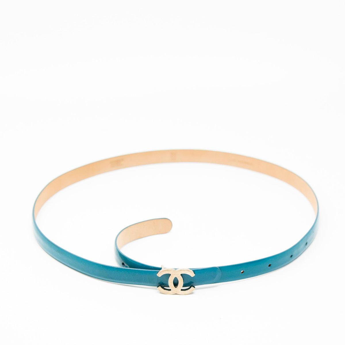 Chanel Turquoise Patent CC Belt