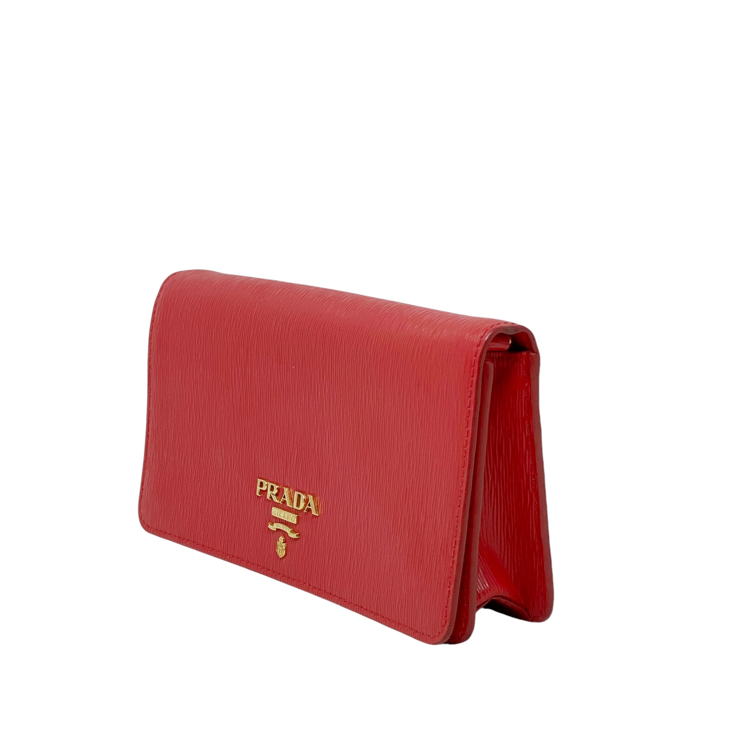 Prada Red Clutch On Chain