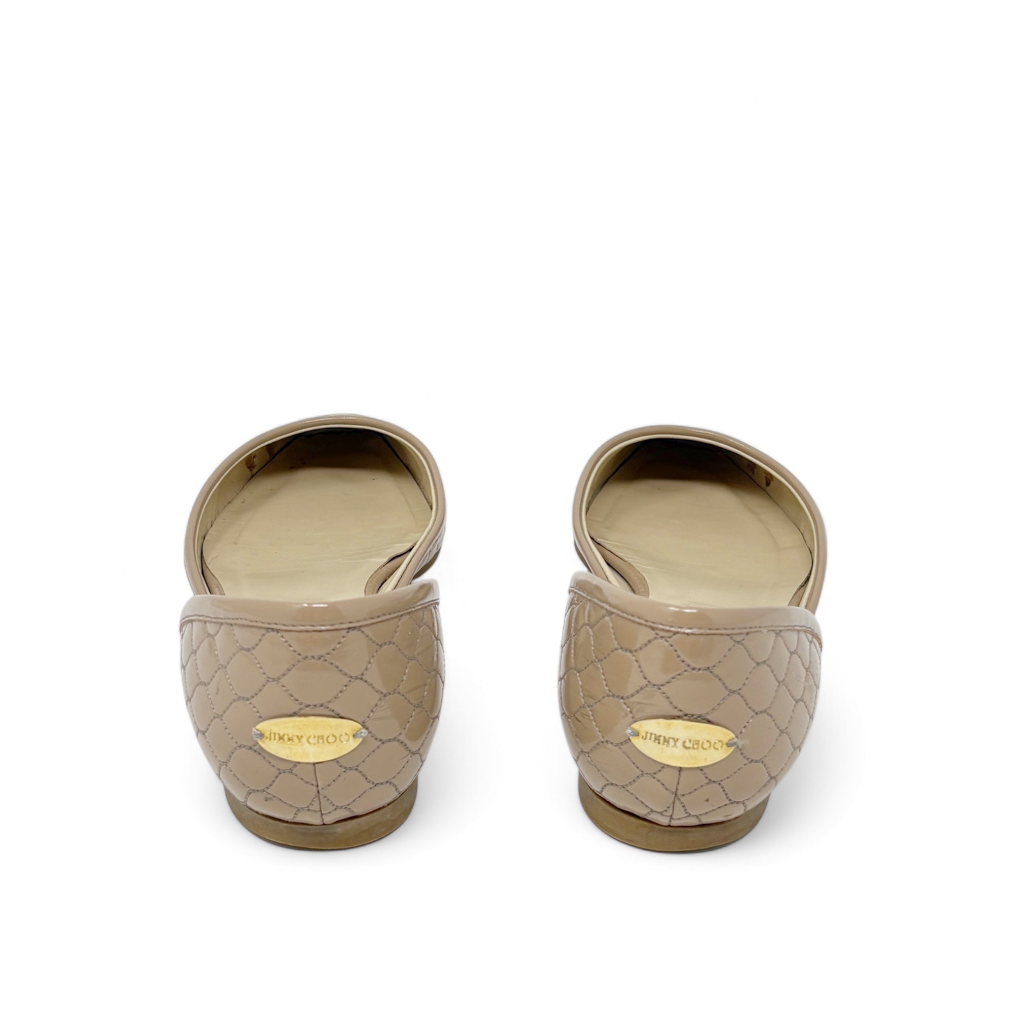 Jimmy Choo Beige Patent Ballerina Flats 39