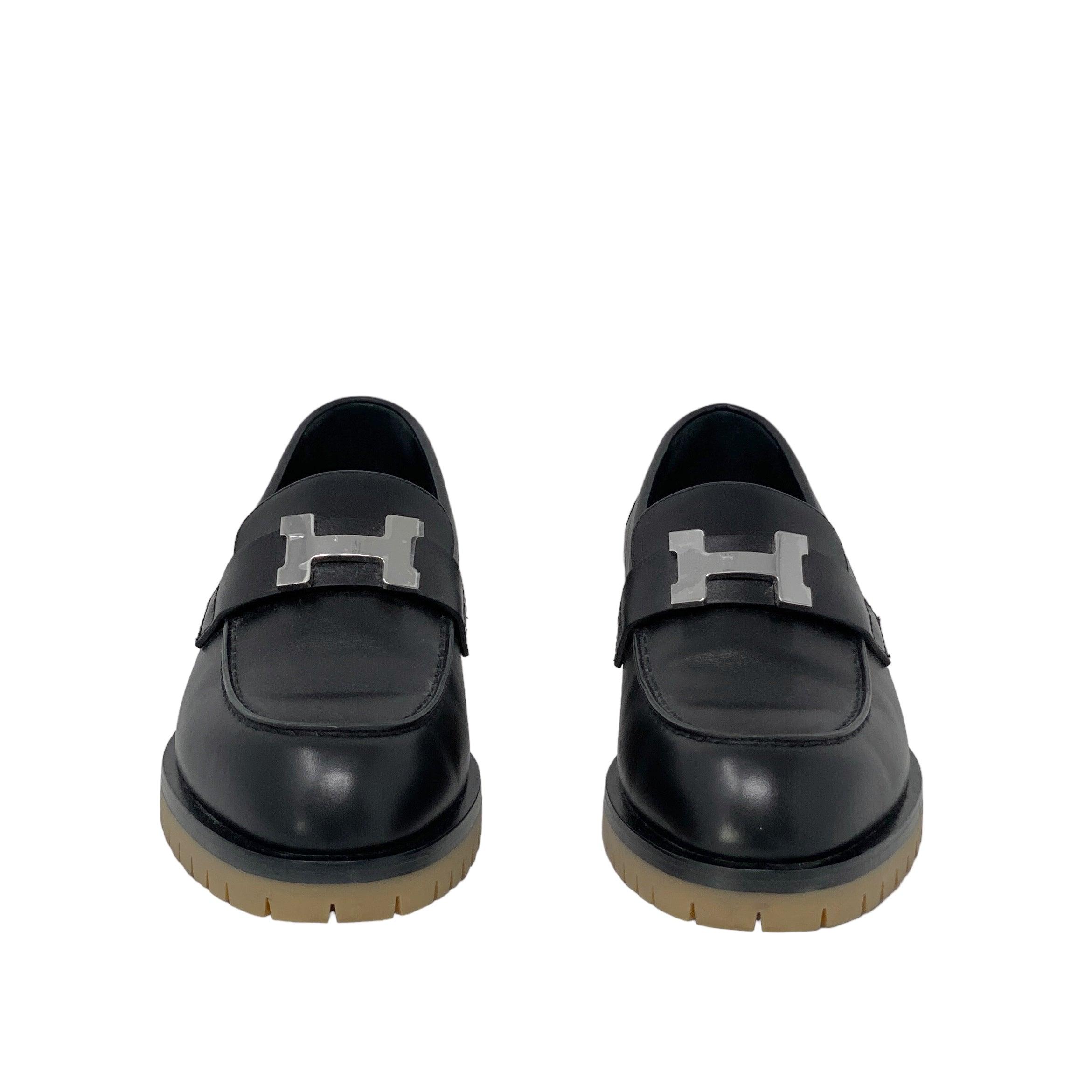 Hermes Noir Faubourg Loafers 35.5