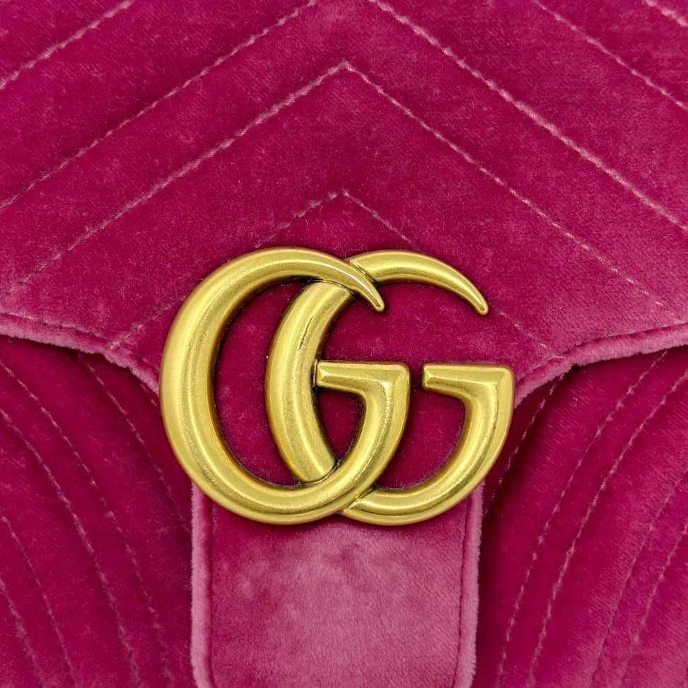 Gucci Pink Velvet Medium GG Marmont Bag