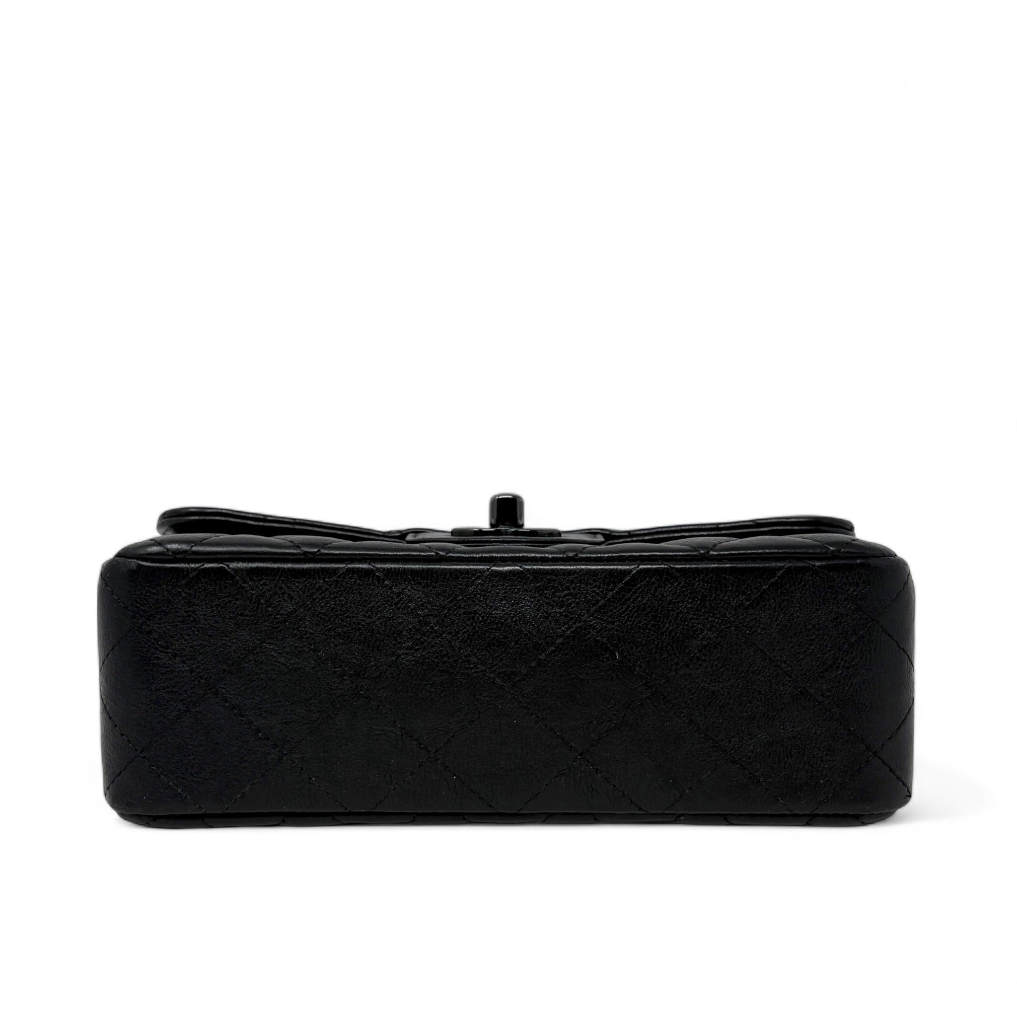 Chanel So Black Crumpled Calfskin Mini Rectangle Bag