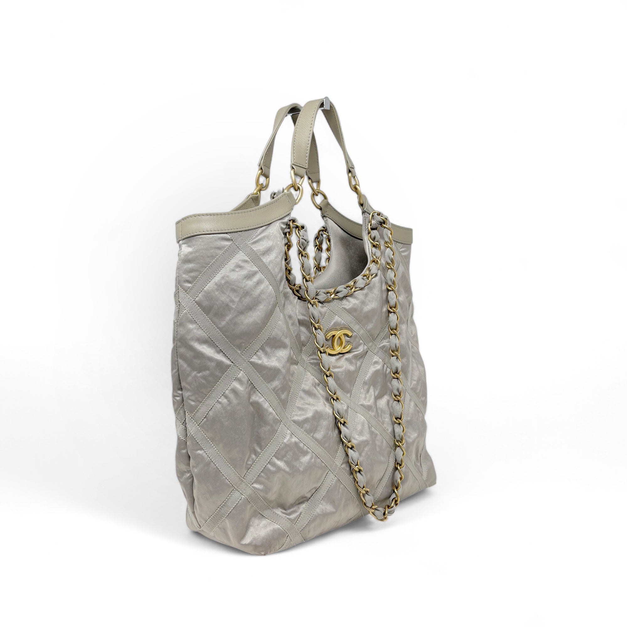 Chanel Silver Maxi Lifestyle Shopping Tote