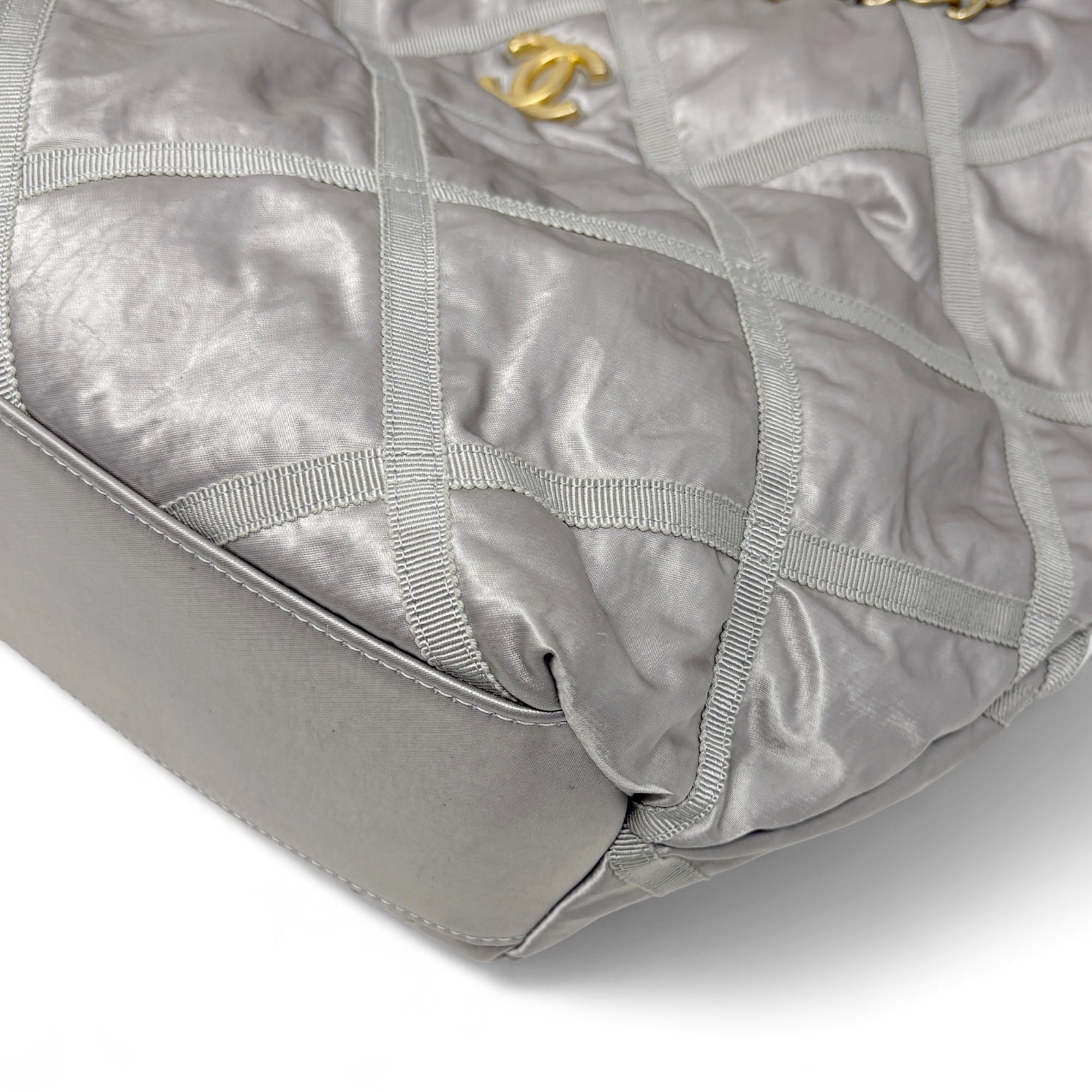Chanel Silver Maxi Lifestyle Shopping Tote