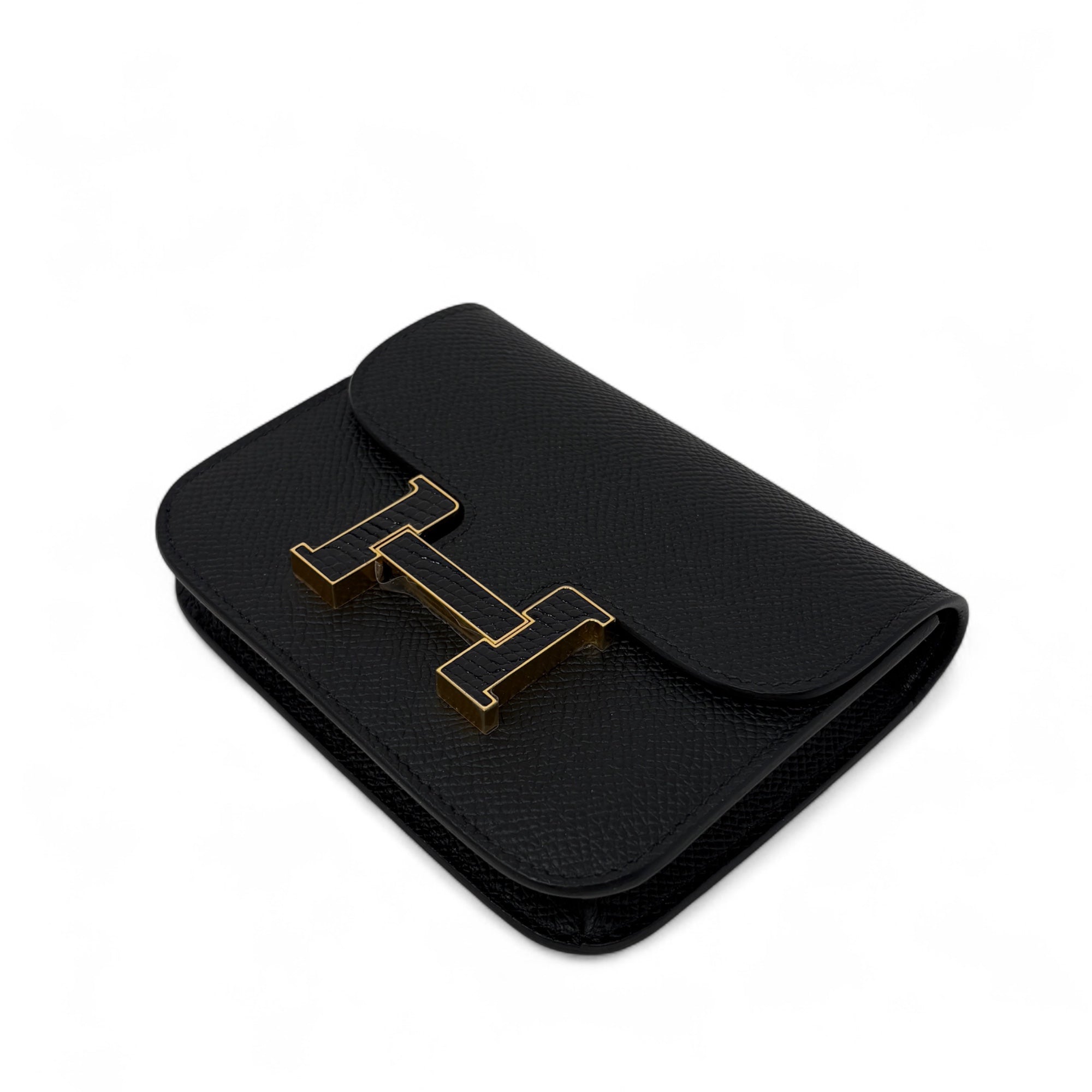 Hermes Noir Lizard Epsom Constance Slim Wallet