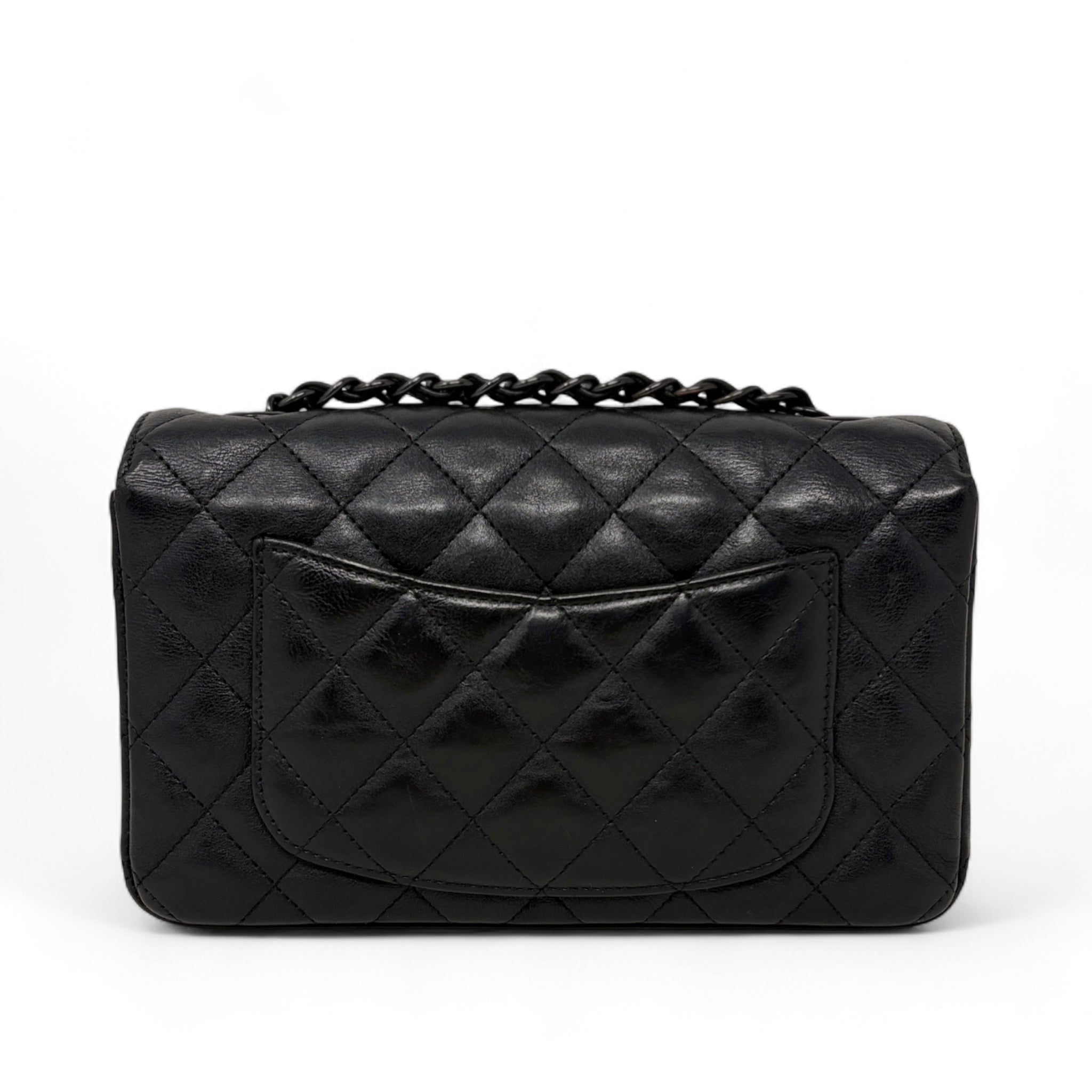Chanel So Black Crumpled Calfskin Mini Rectangle Bag