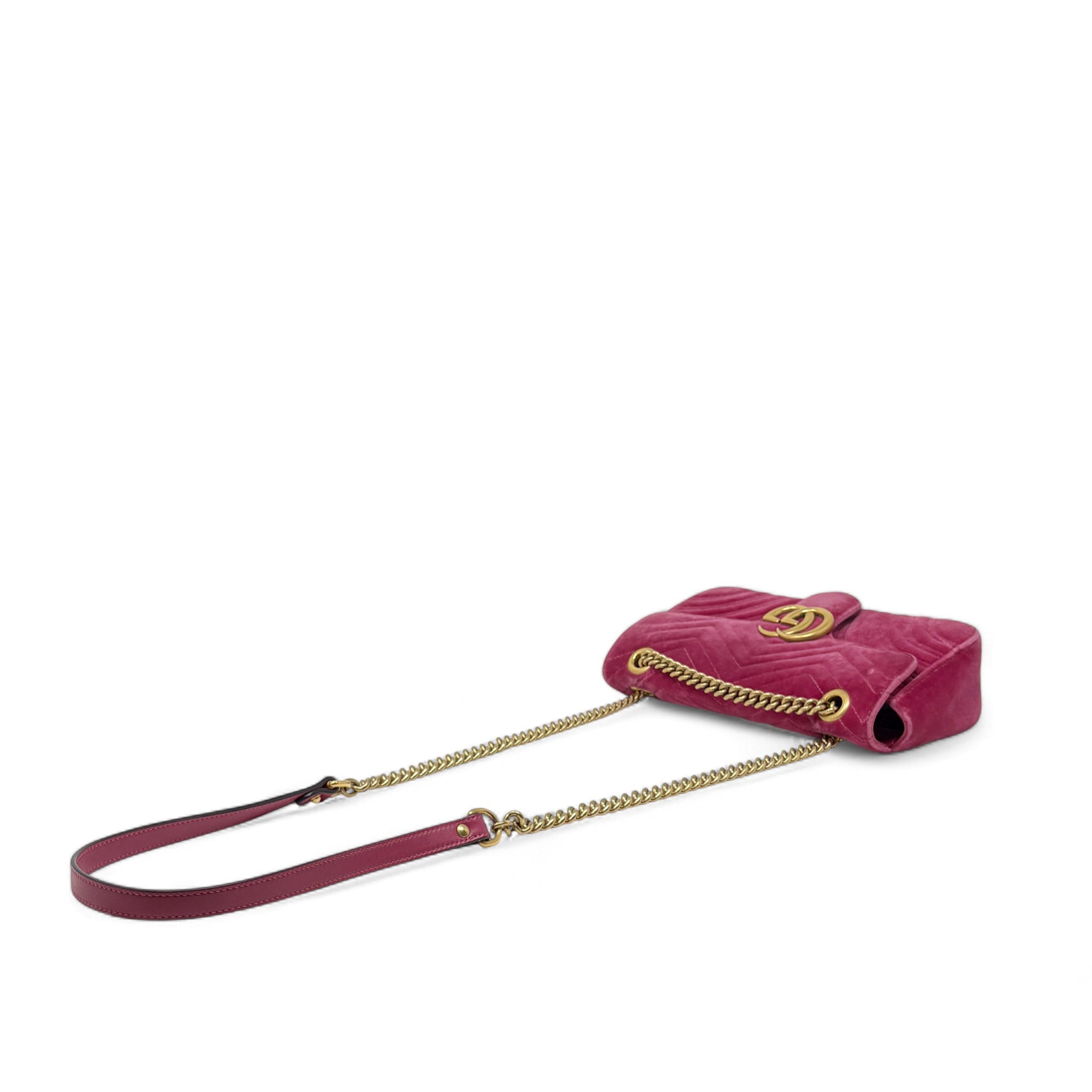 Gucci Pink Velvet Medium GG Marmont Bag