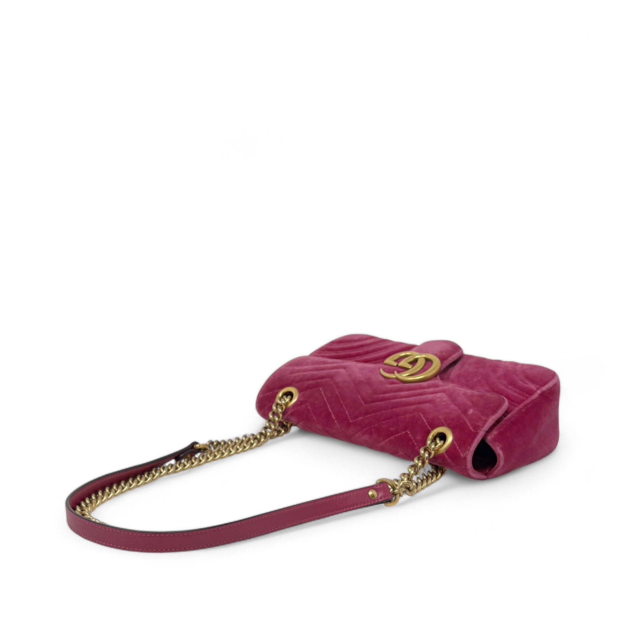 Gucci Pink Velvet Medium GG Marmont Bag