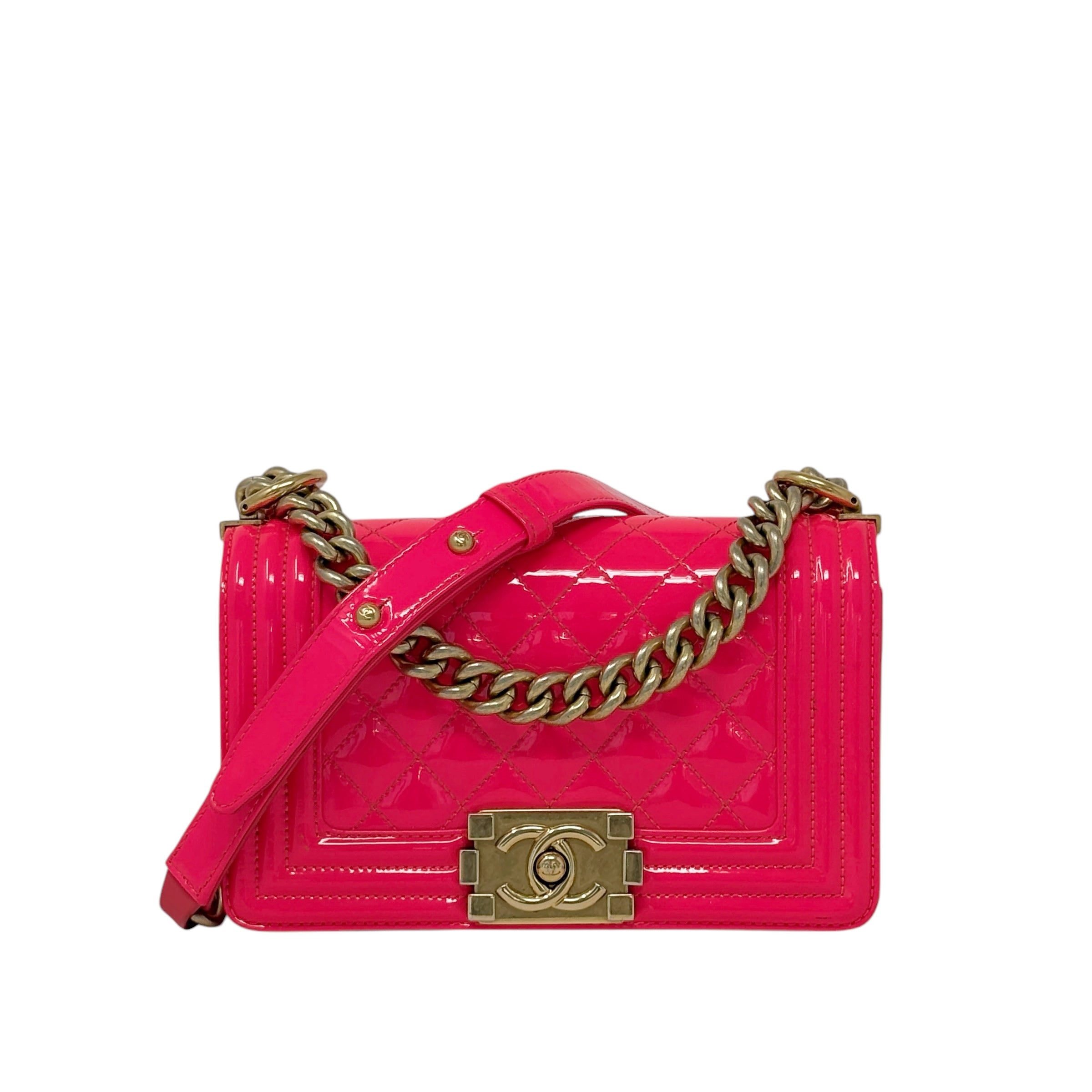 Chanel Pink Patent Small Boy Bag