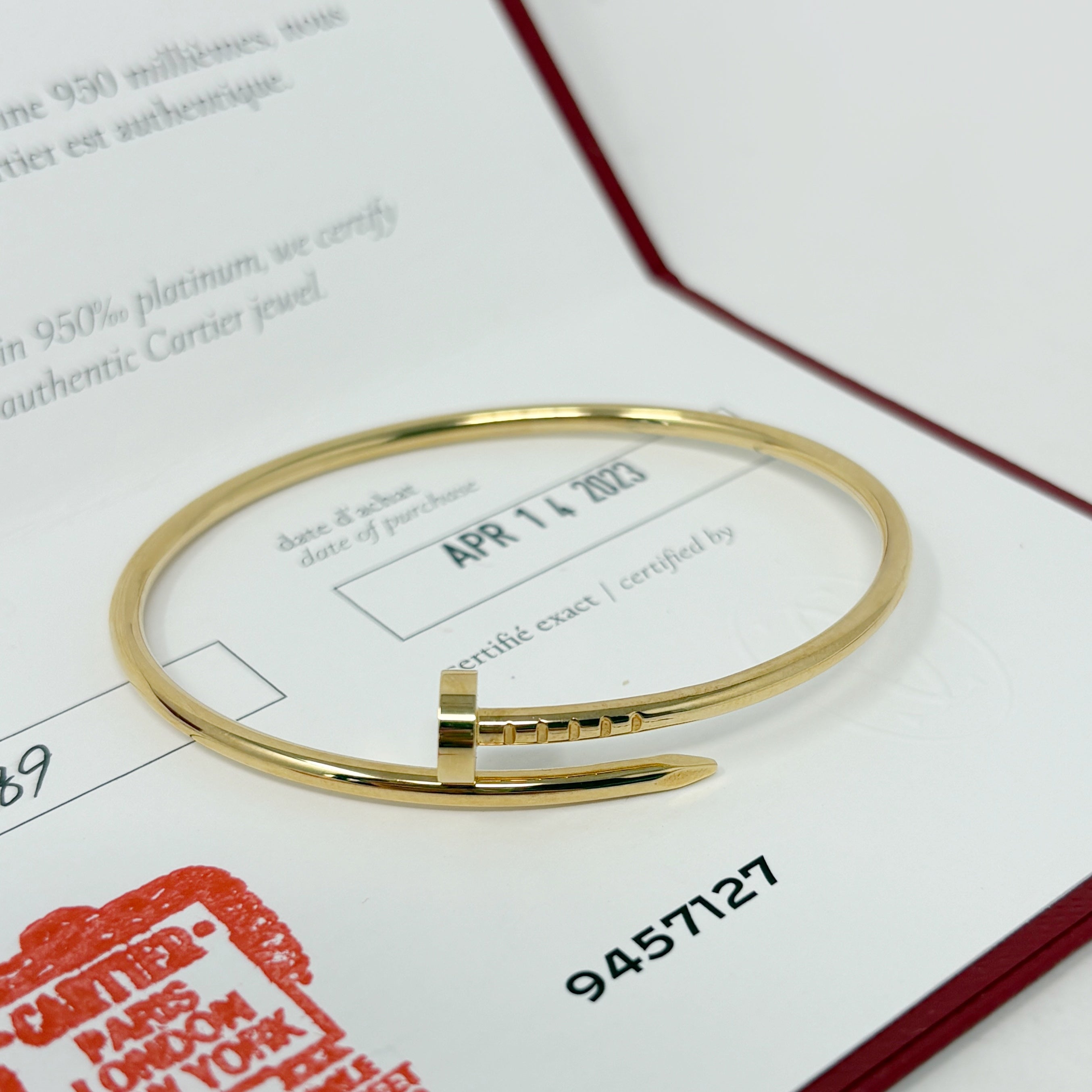Cartier Yellow Gold Juste Un Clou Bracelet SM 16