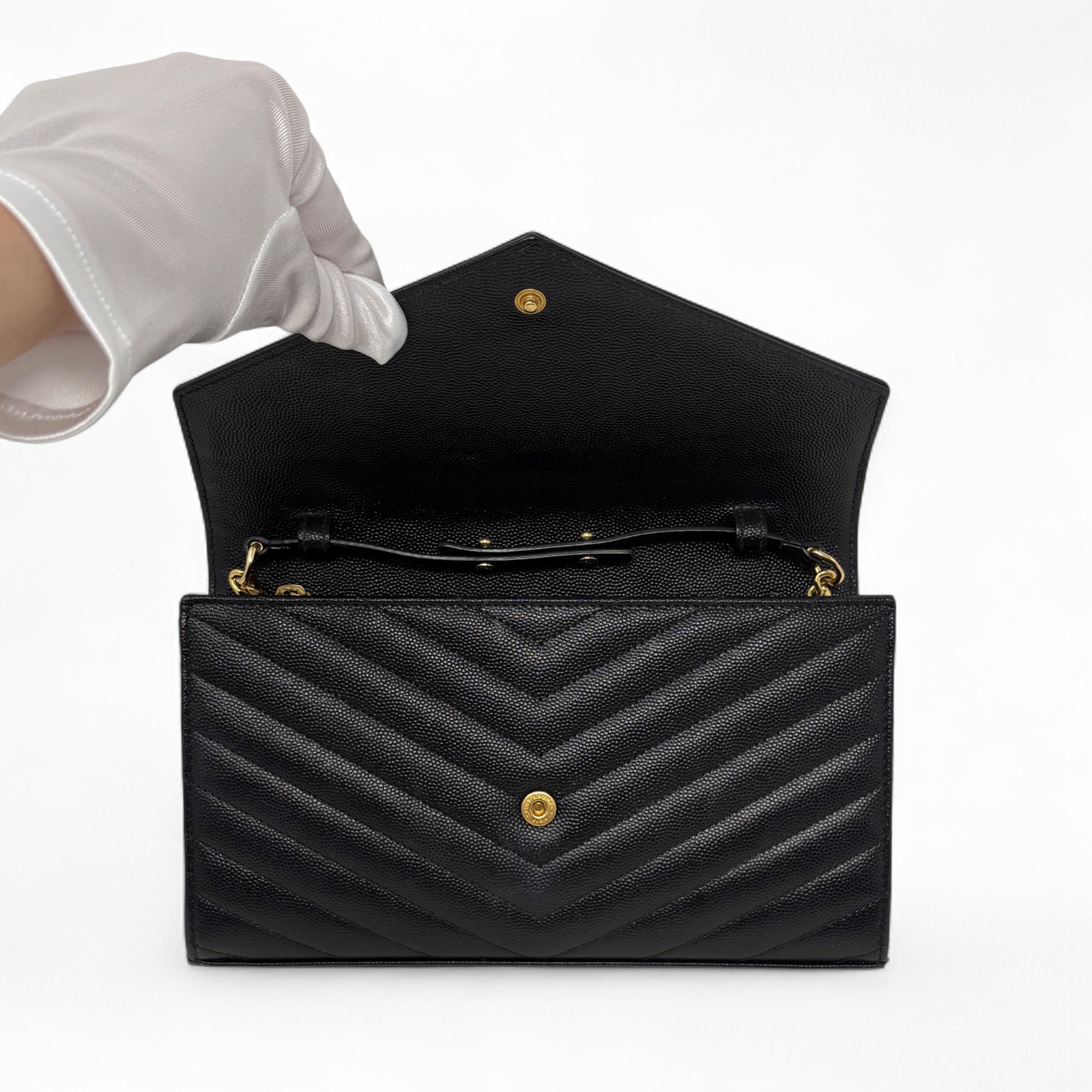 Saint Laurent Black Envelope Wallet On Chain