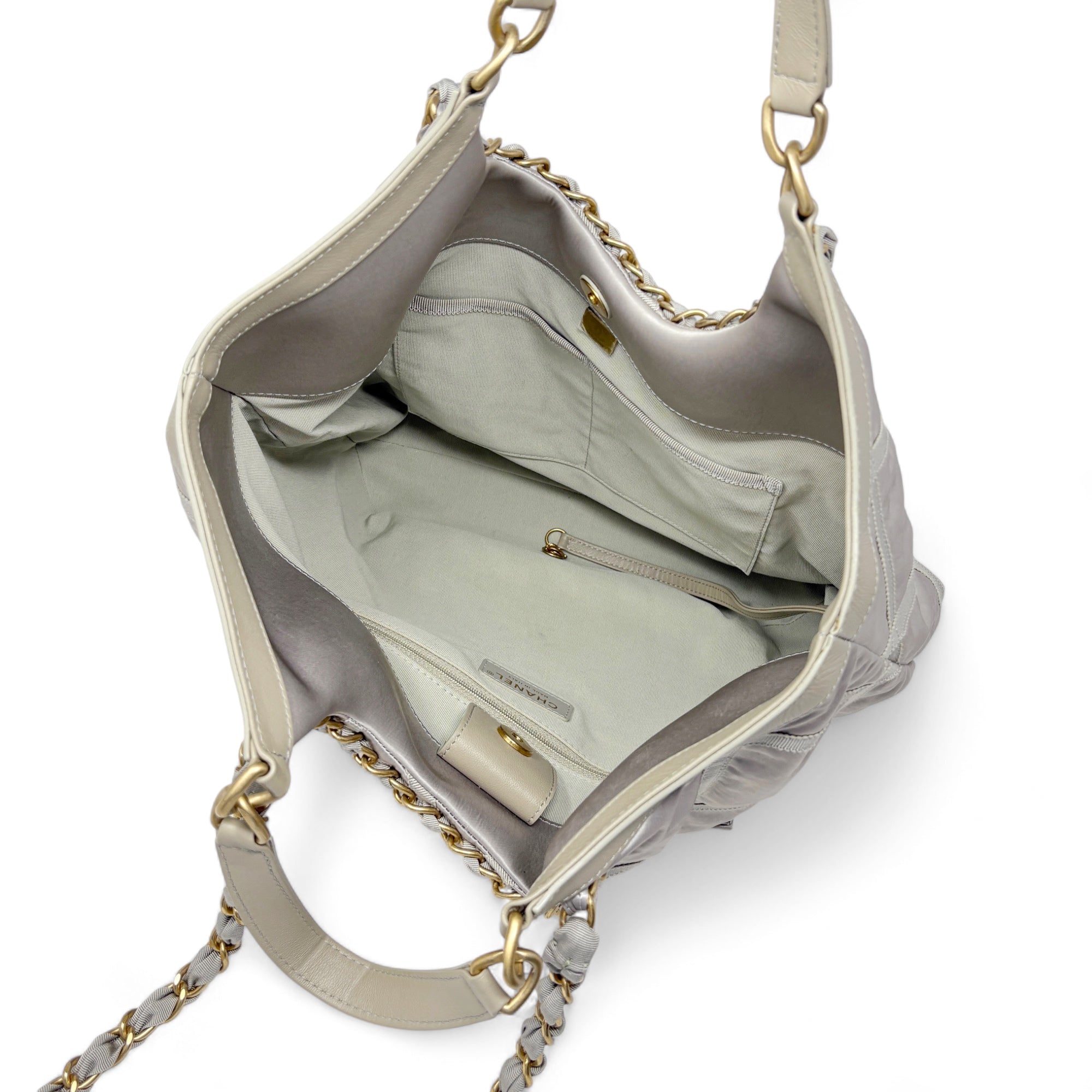 Chanel Silver Maxi Lifestyle Shopping Tote