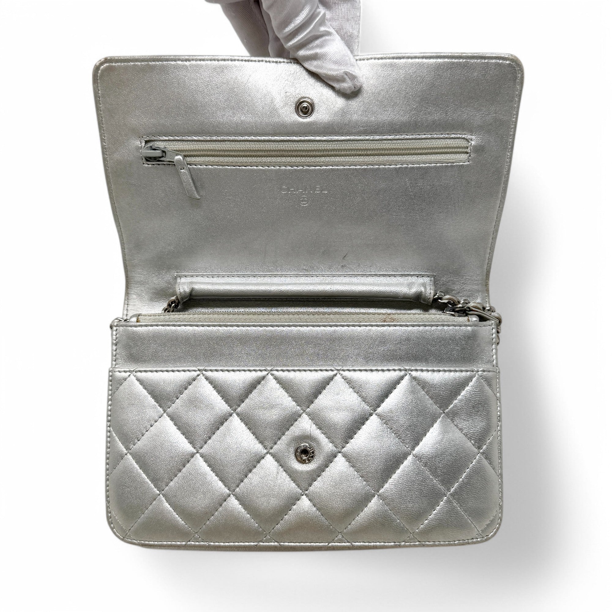 Chanel Silver Wallet On Chain