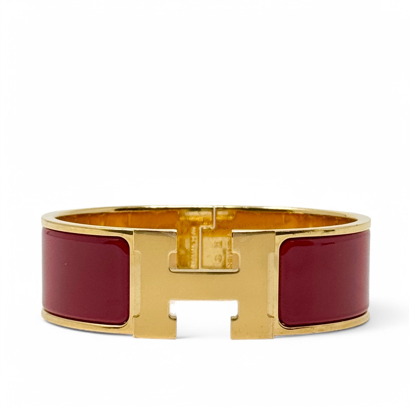 Hermes Rouge Enamel Clic H Bracelet