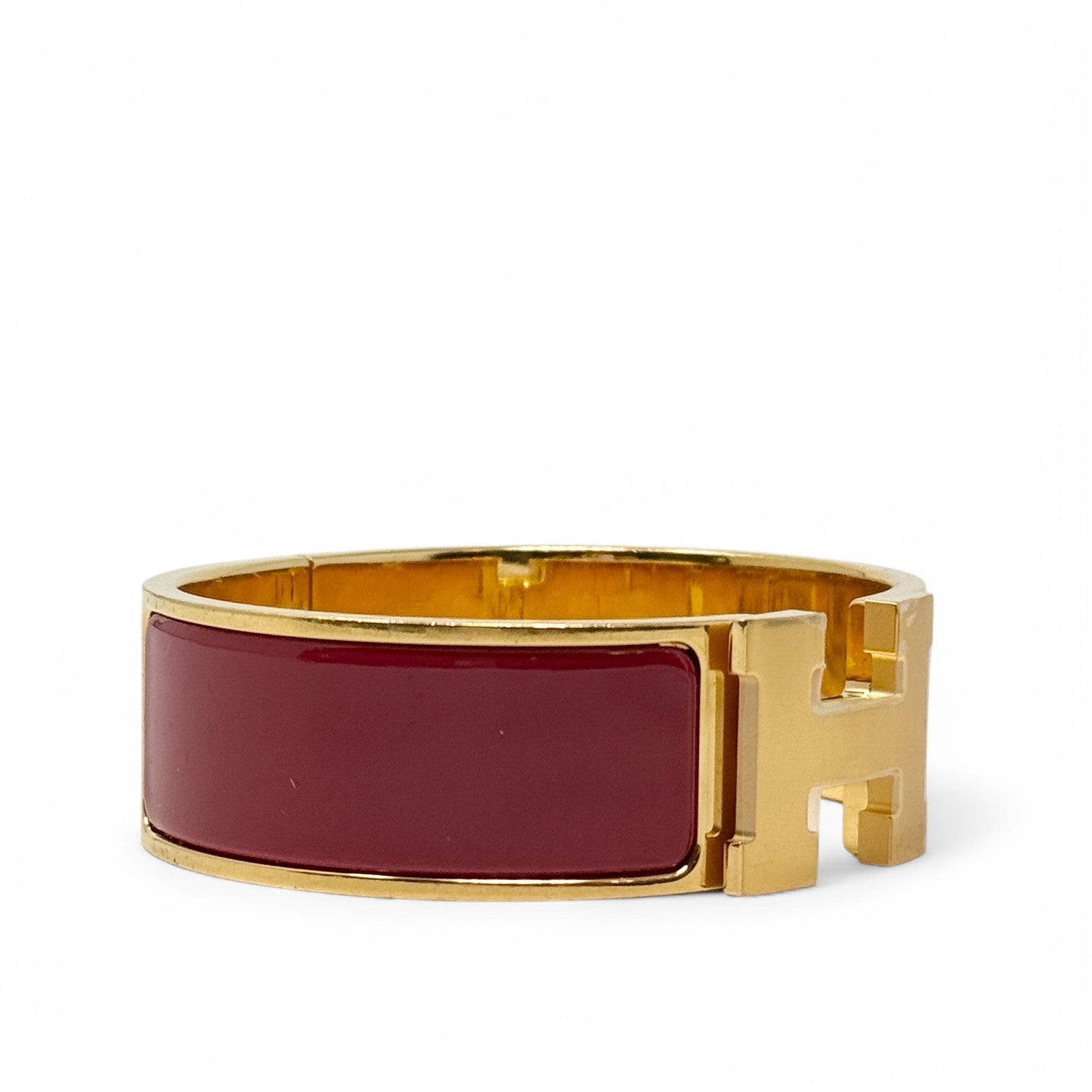 Hermes Rouge Enamel Clic H Bracelet