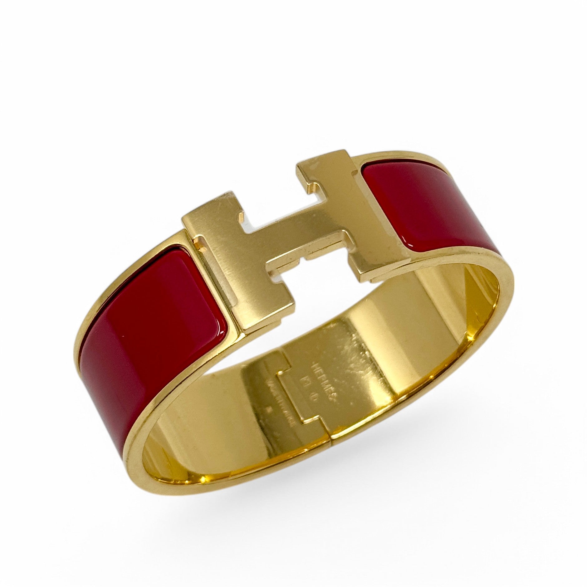 Hermes Rouge Enamel Clic H Bracelet