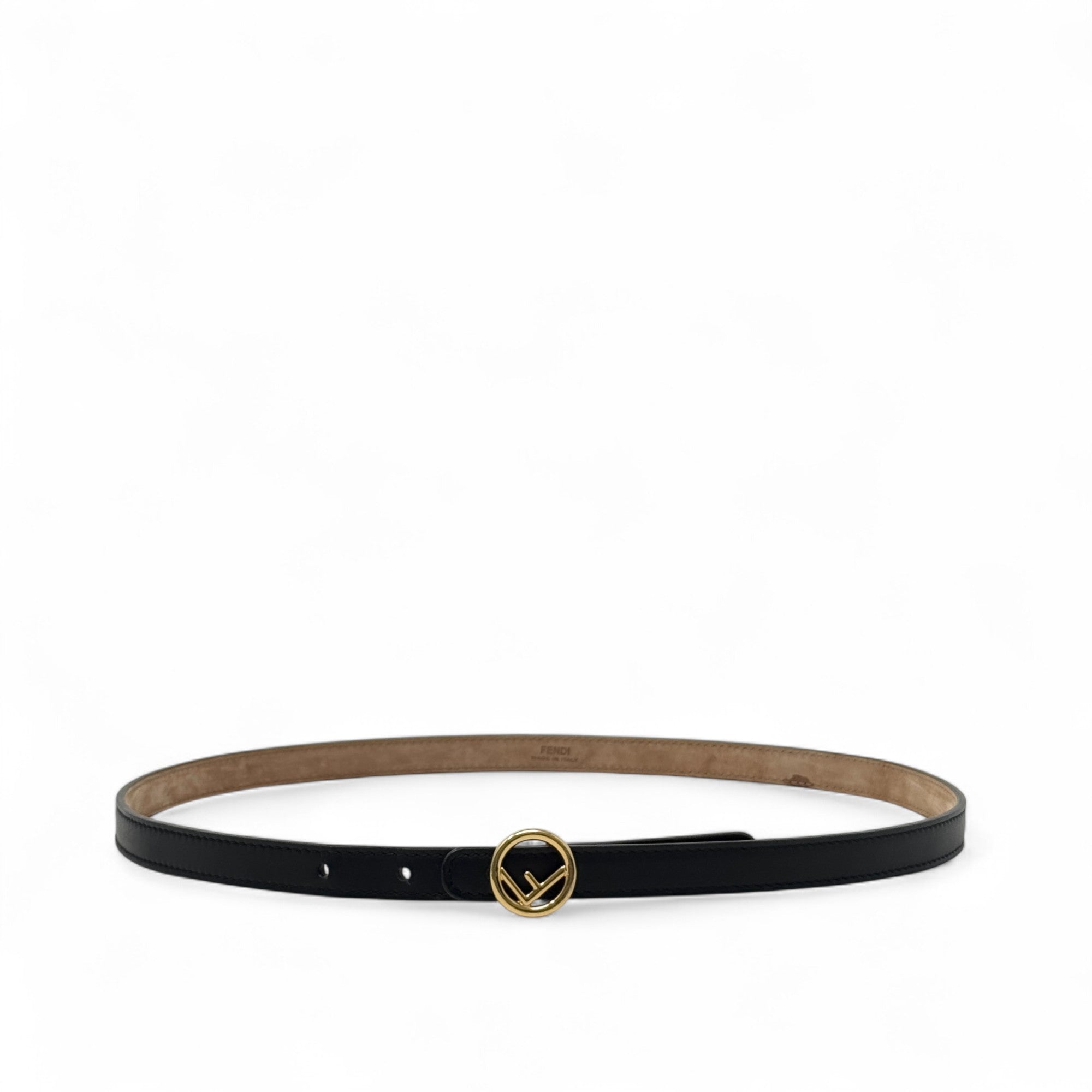 Fendi Black F Logo Slim Belt