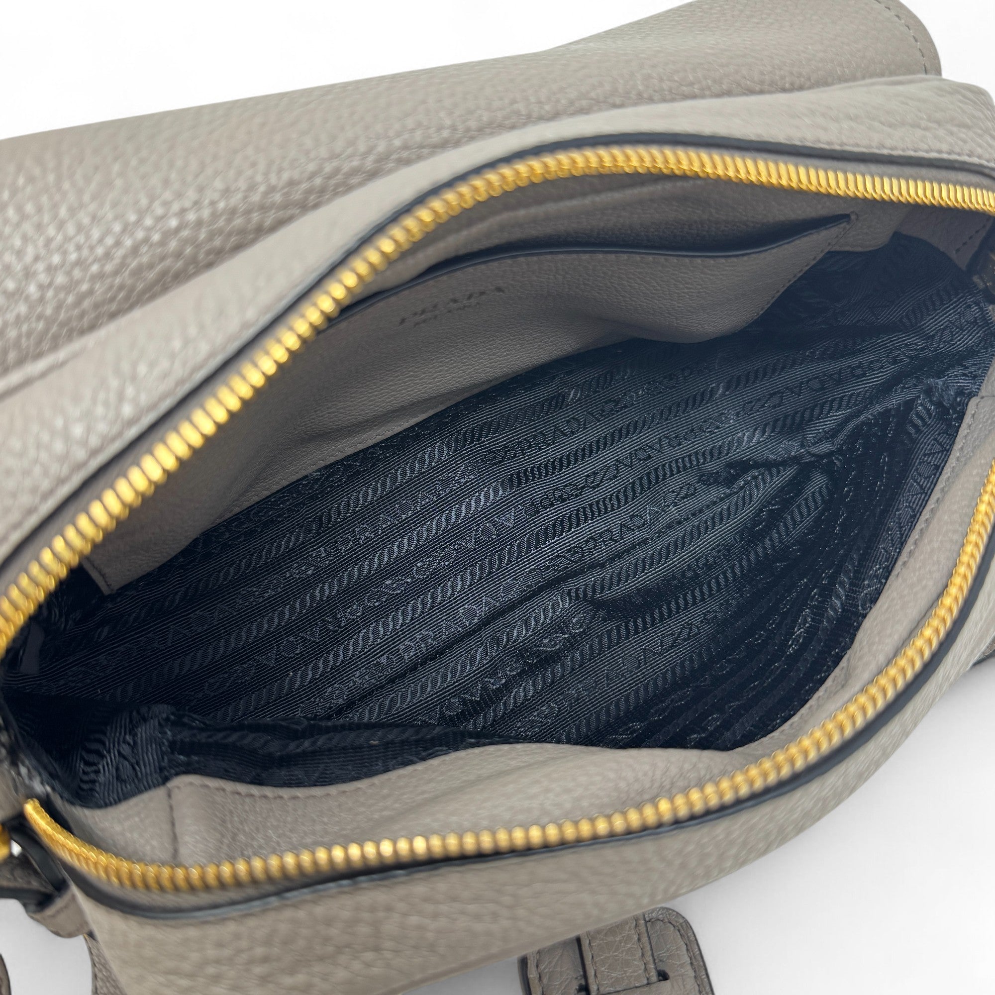 Prada Grey Vitello Phenix Bag