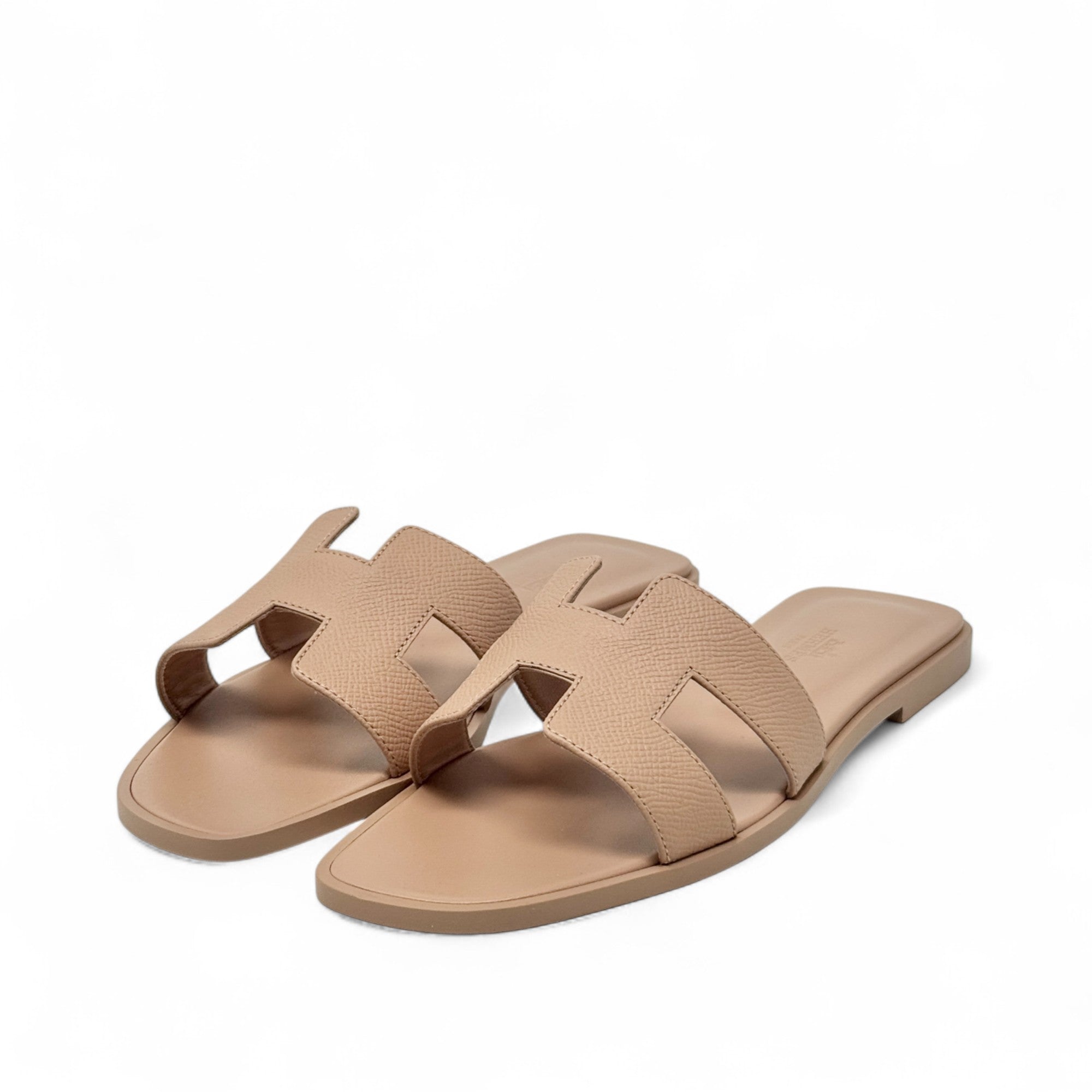 Hermes Beige Perlino Epsom Oran Sandals 38