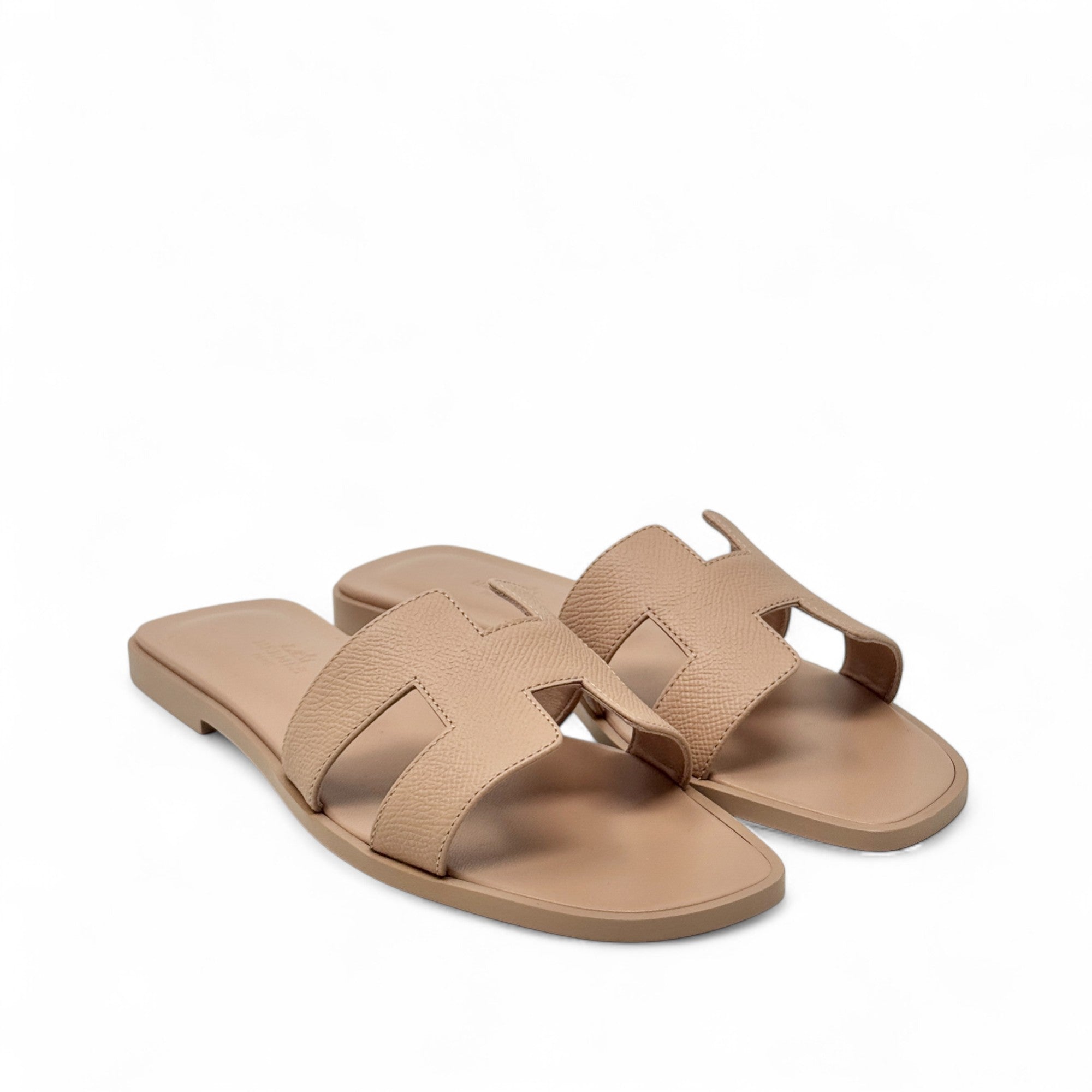 Hermes Beige Perlino Epsom Oran Sandals 38