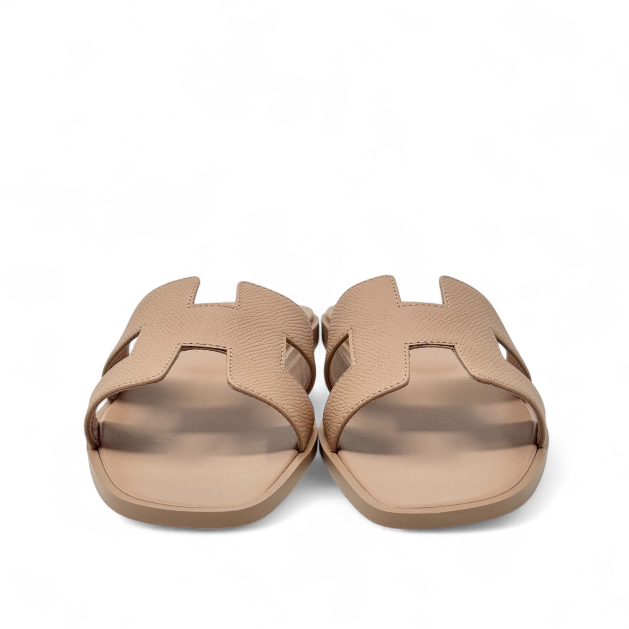 Hermes Beige Perlino Epsom Oran Sandals 38