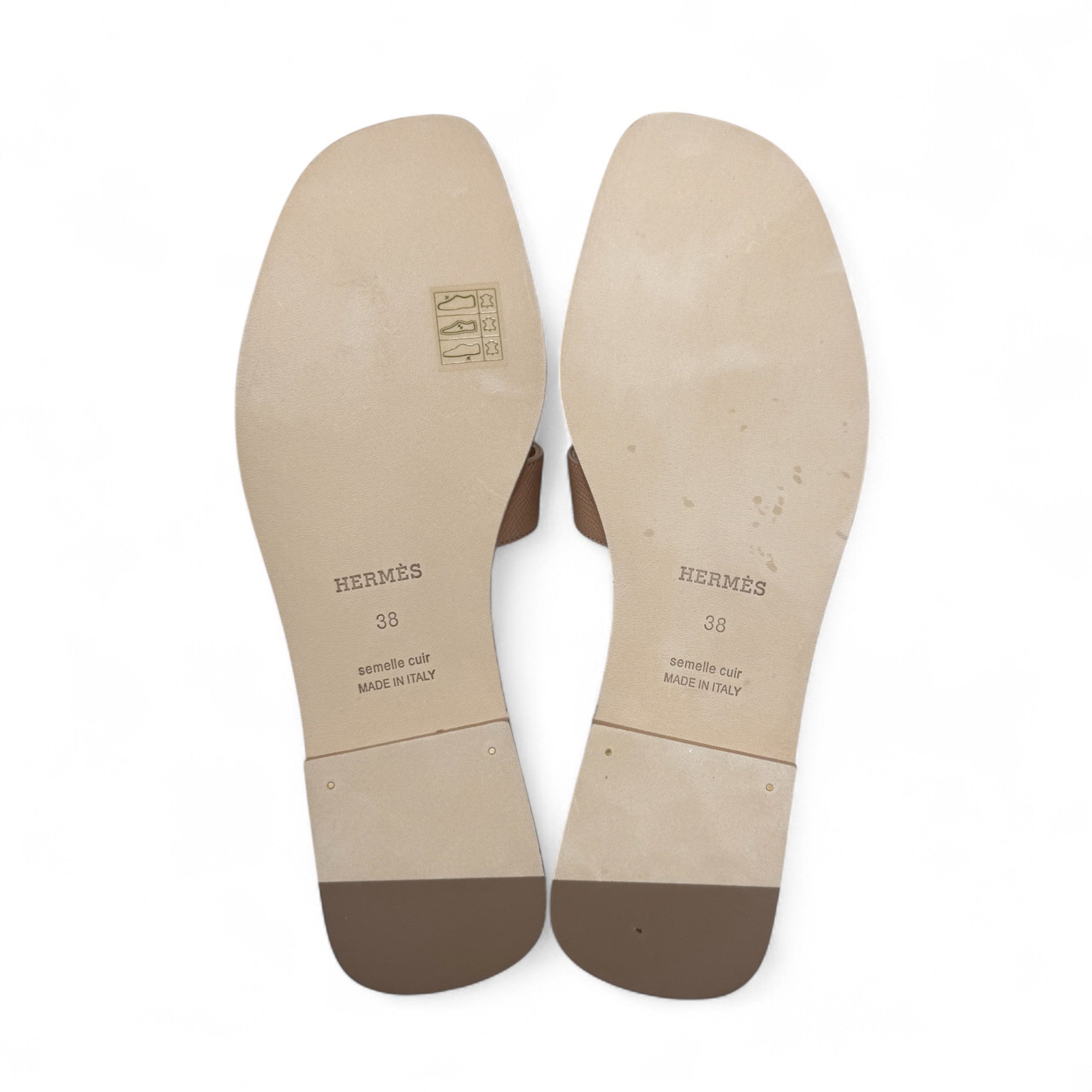 Hermes Beige Perlino Epsom Oran Sandals 38