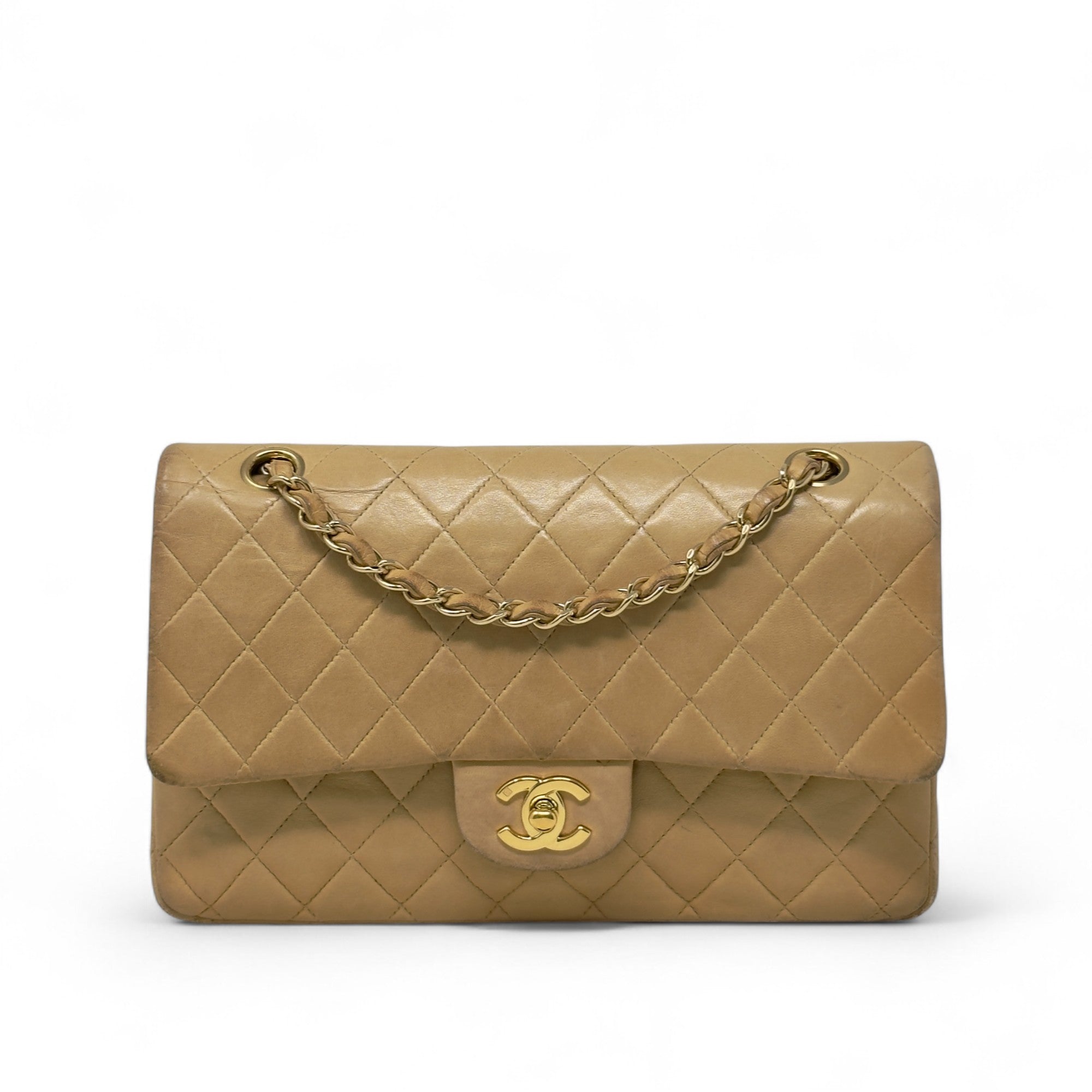 Chanel Beige Medium Vintage Classic Flap