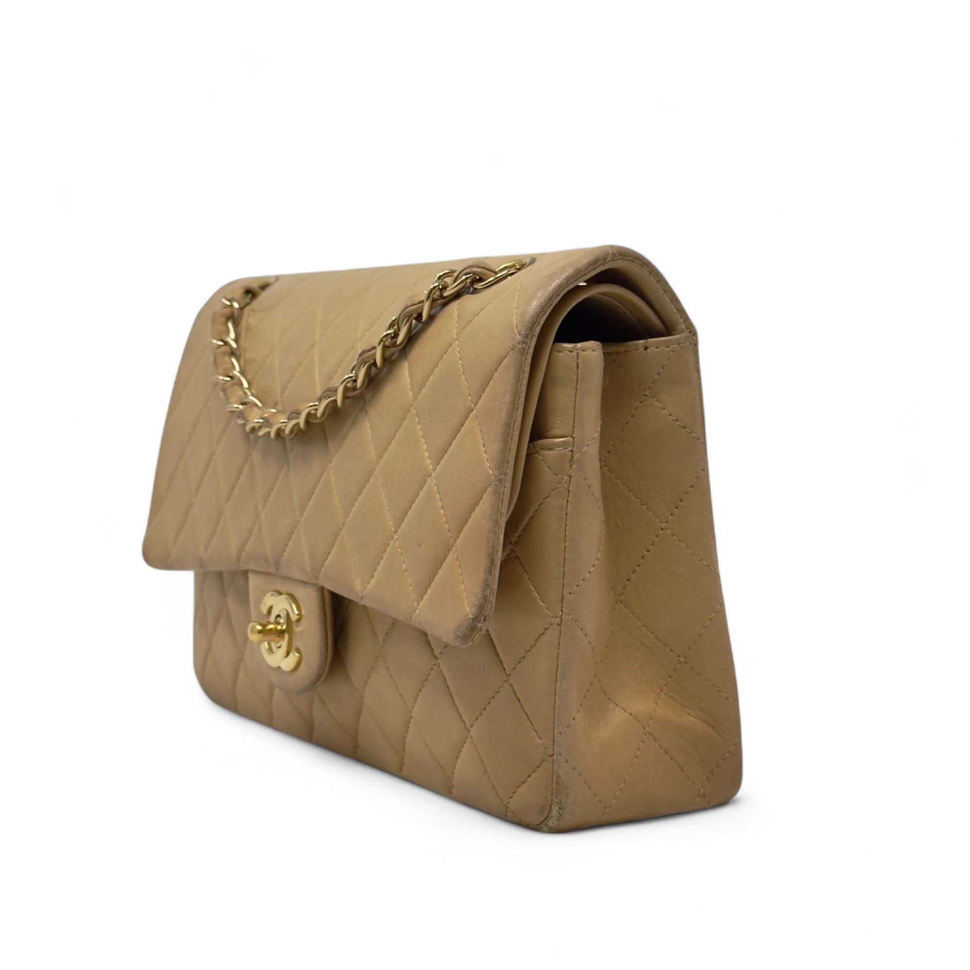 Chanel Beige Medium Vintage Classic Flap