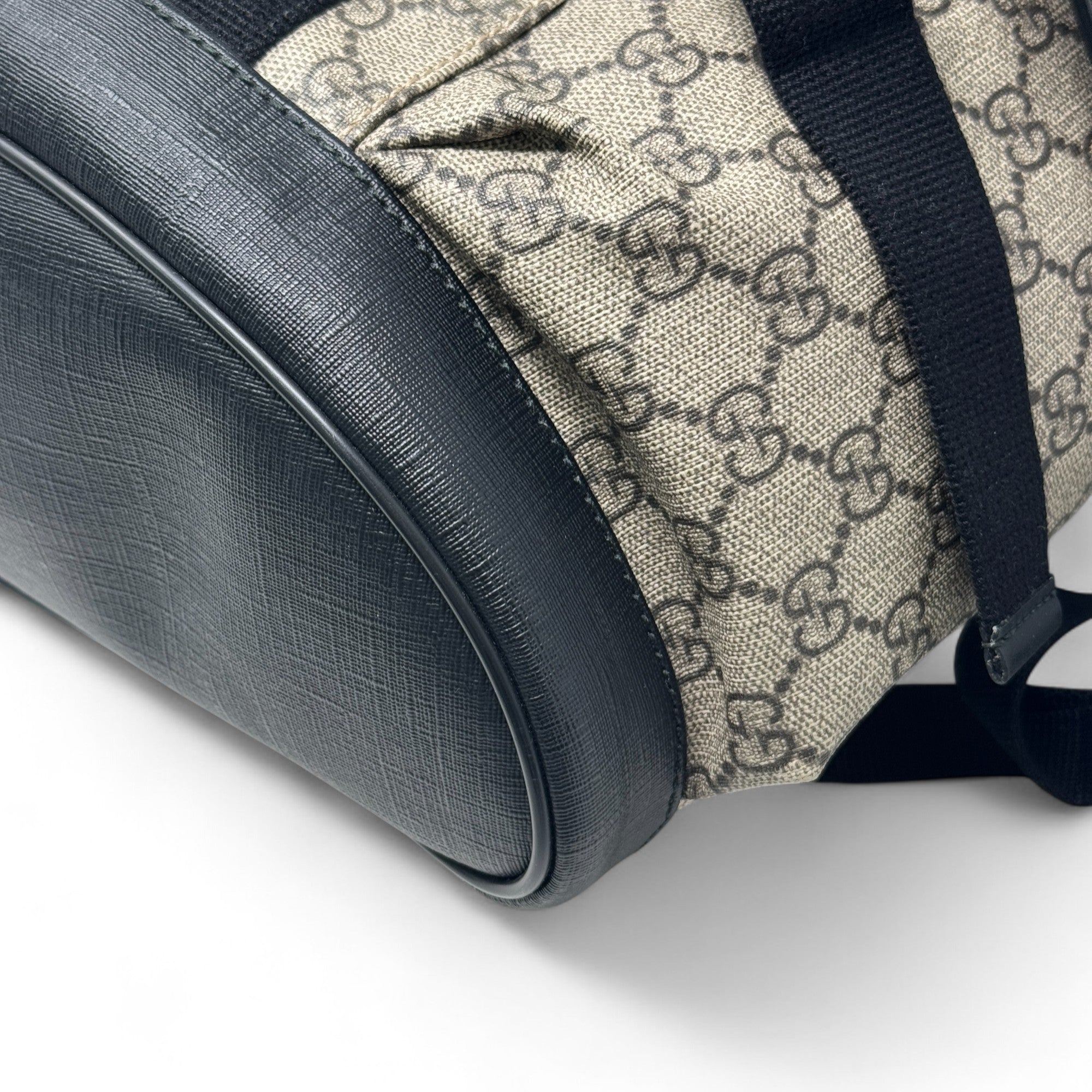 Gucci Brown GG Supreme Double Buckle Backpack