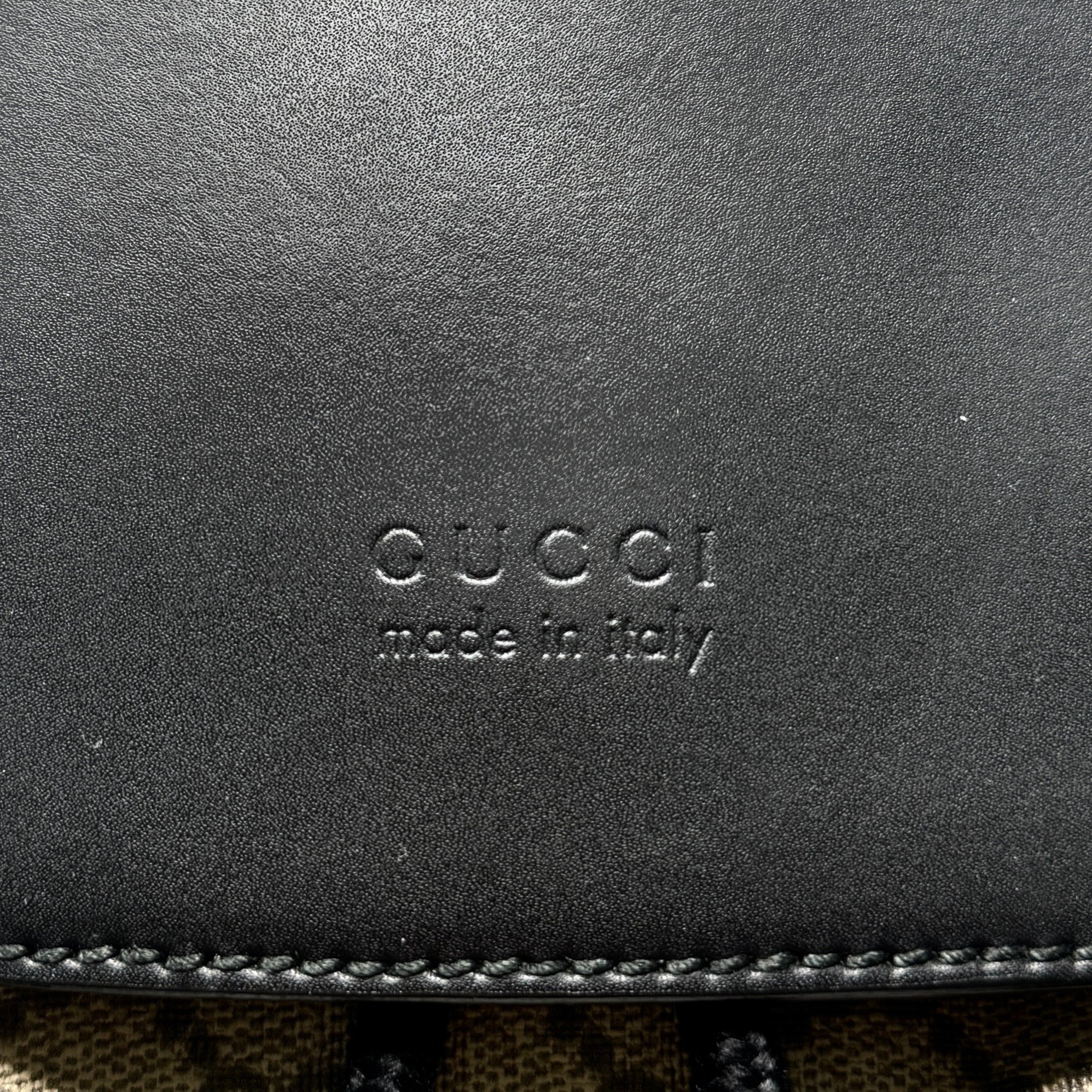 Gucci Brown GG Supreme Double Buckle Backpack