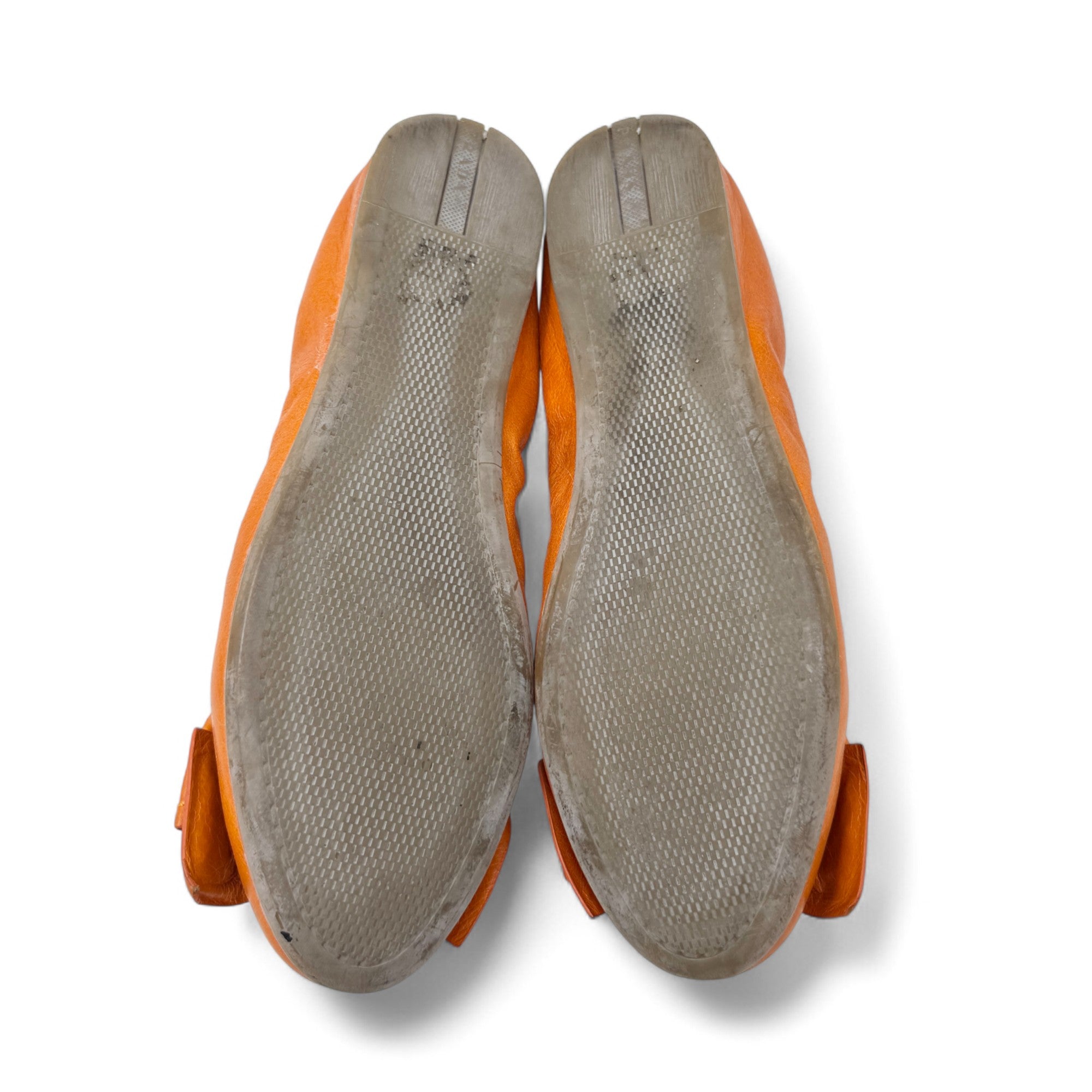 Prada Orange Bow Scrunch Ballet Flats 38