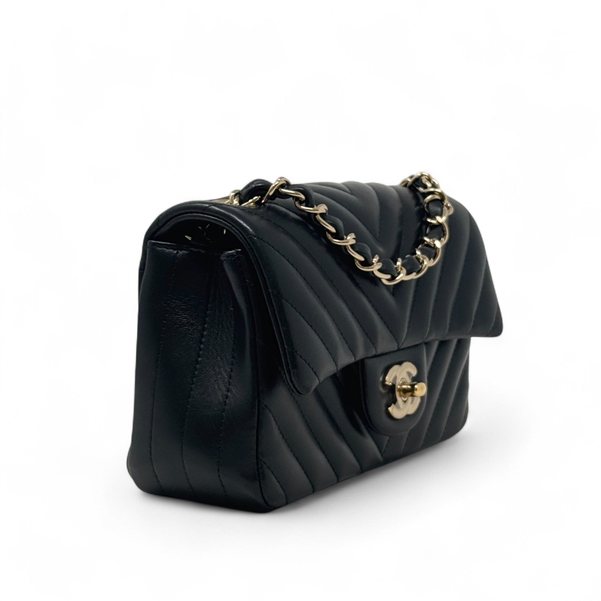 Chanel Black Chevron Mini Classic Flap