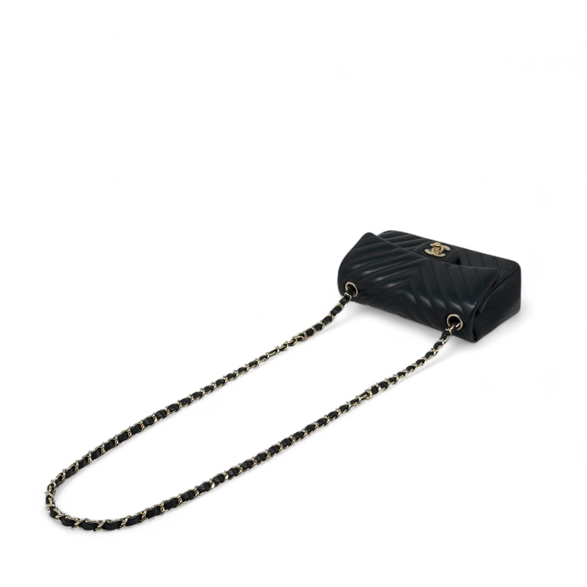 Chanel Black Chevron Mini Classic Flap
