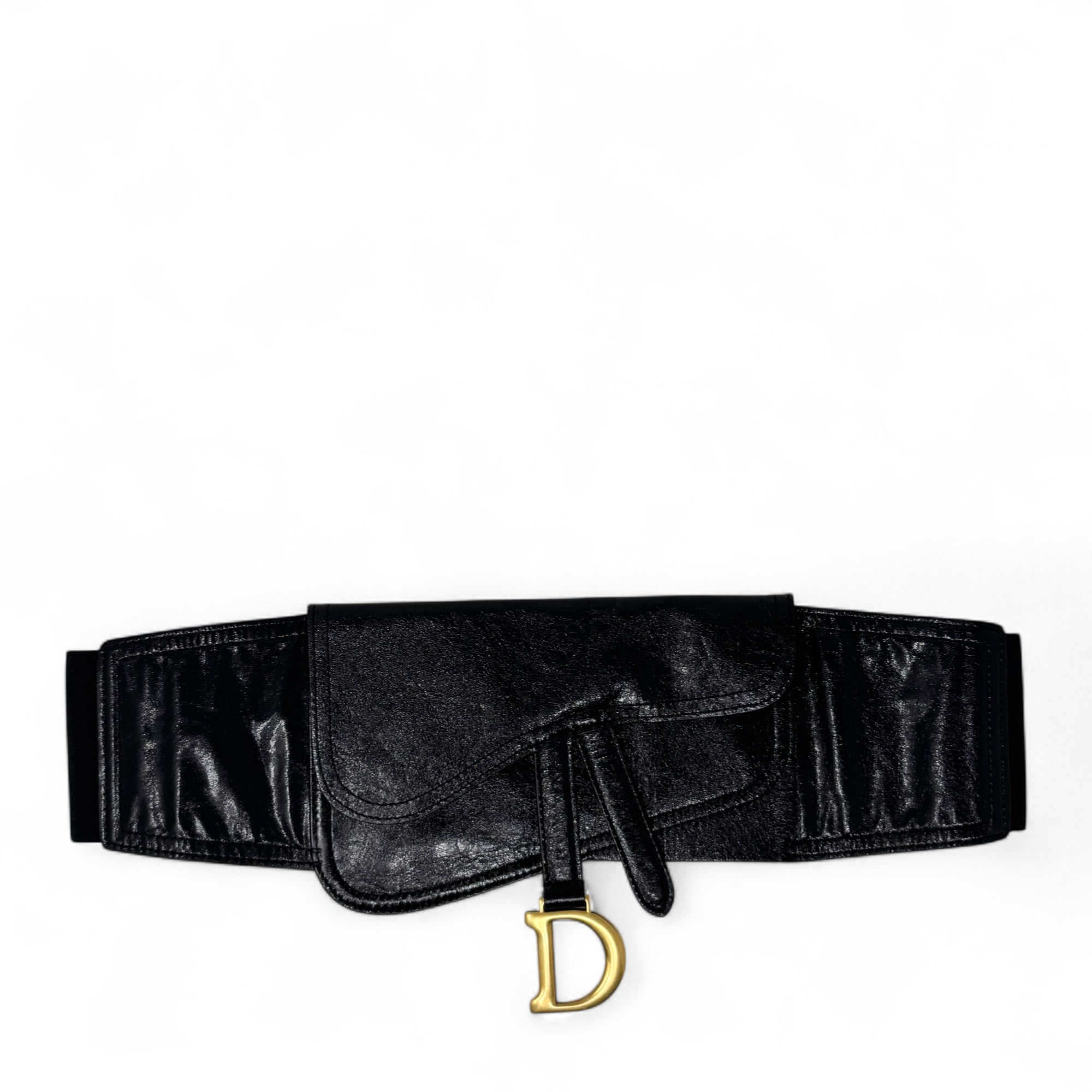 Dior Black Wide Saddle Belt