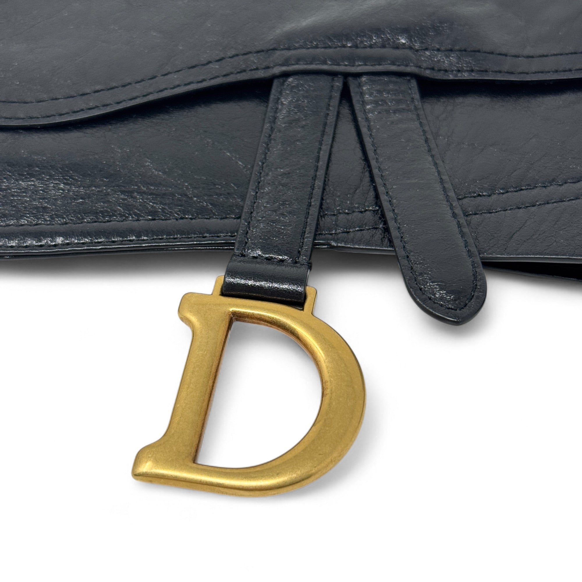 Dior Black Wide Saddle Belt