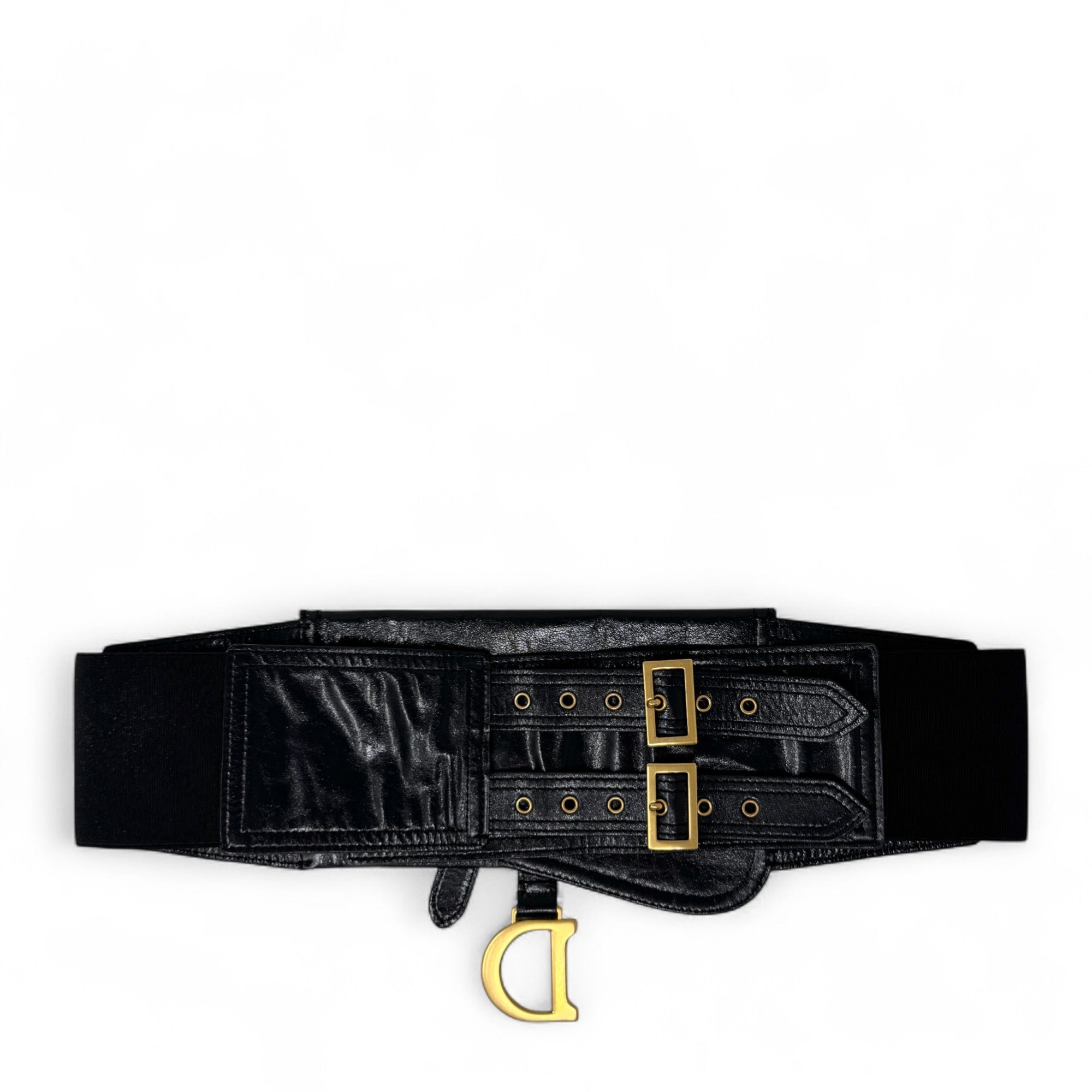 Dior Black Wide Saddle Belt