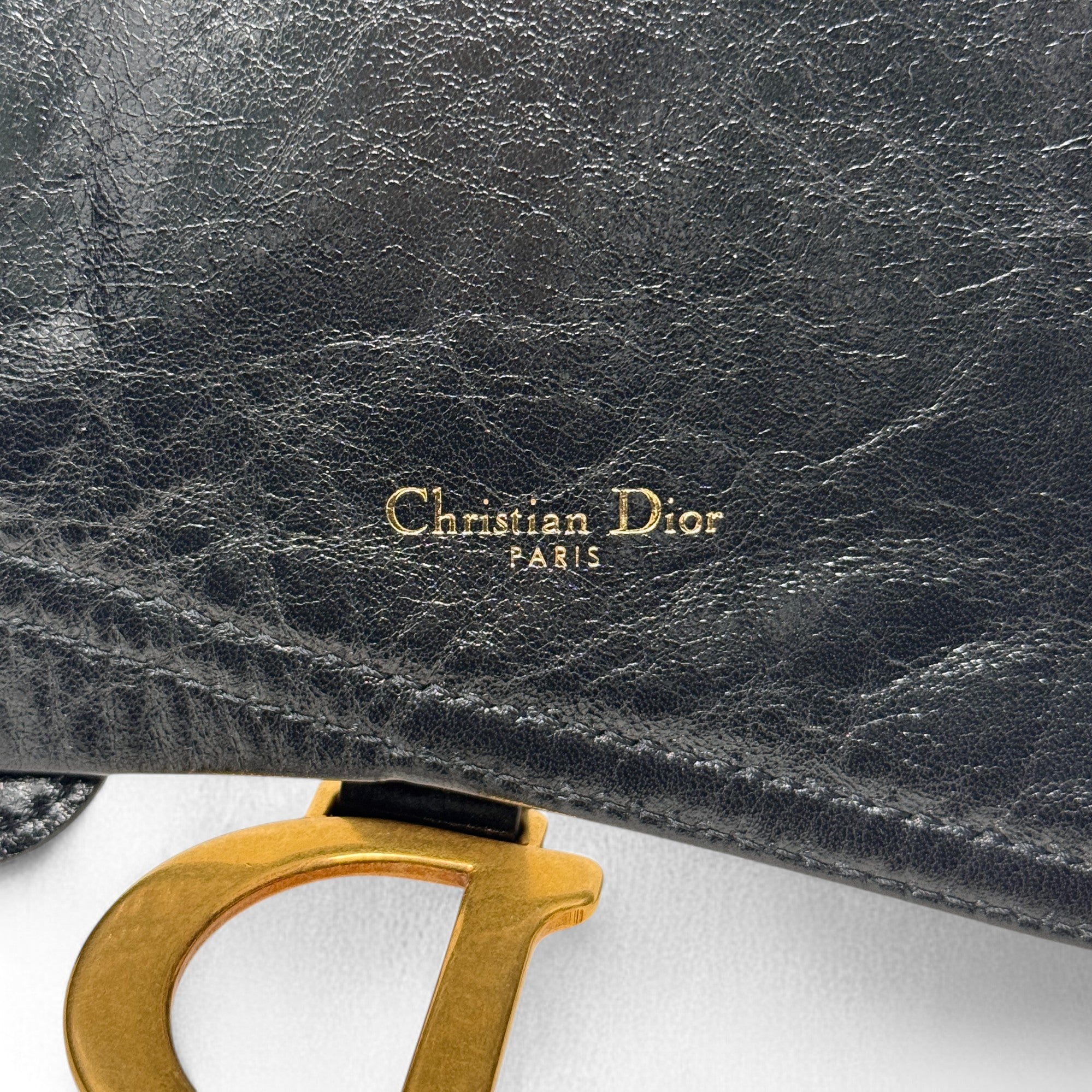 Dior Black Wide Saddle Belt