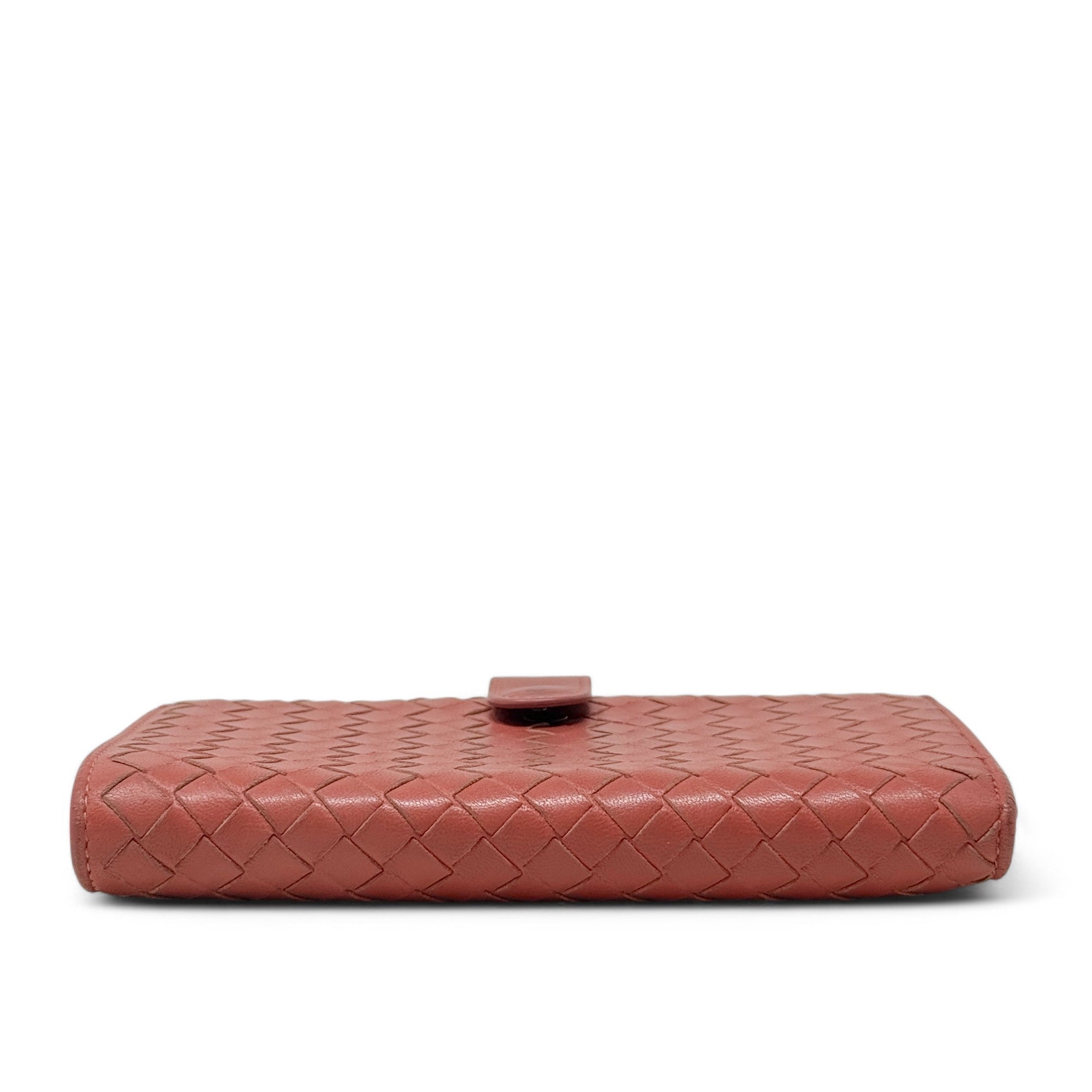 Bottega Veneta Pink Woven Compact Wallet