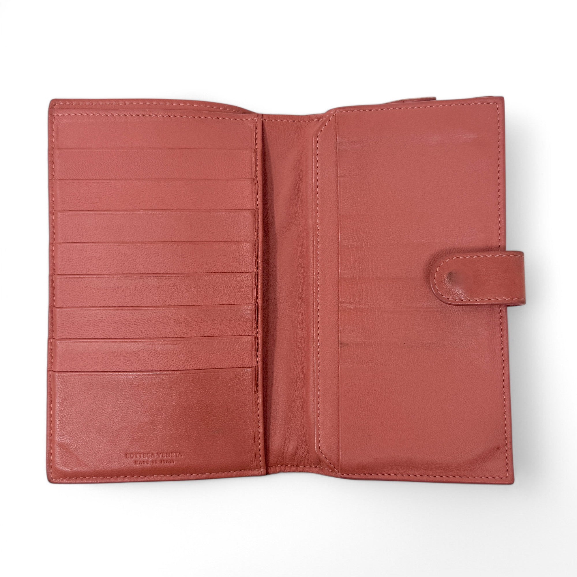 Bottega Veneta Pink Woven Compact Wallet