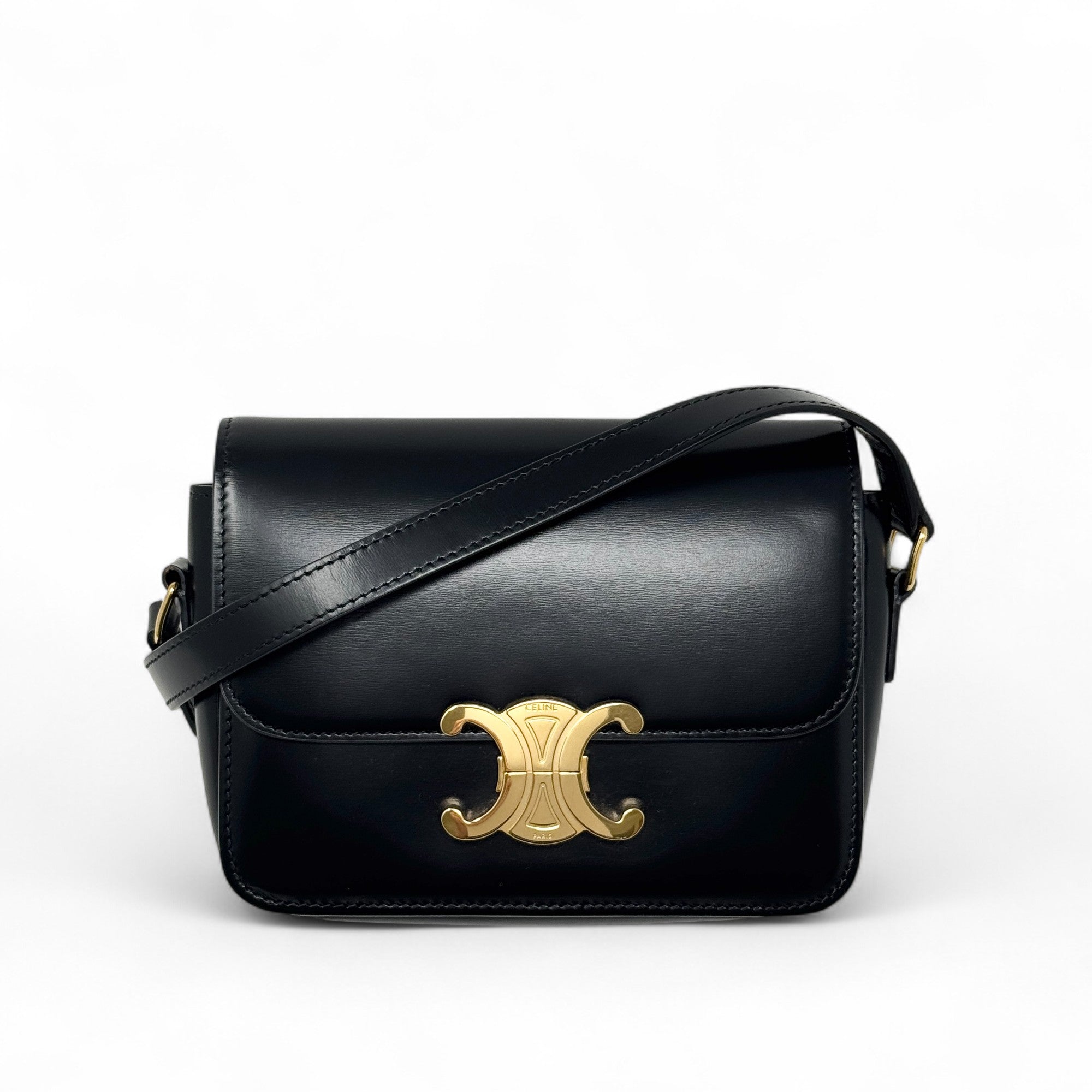 Celine Black Calfskin Triomphe Teen Bag