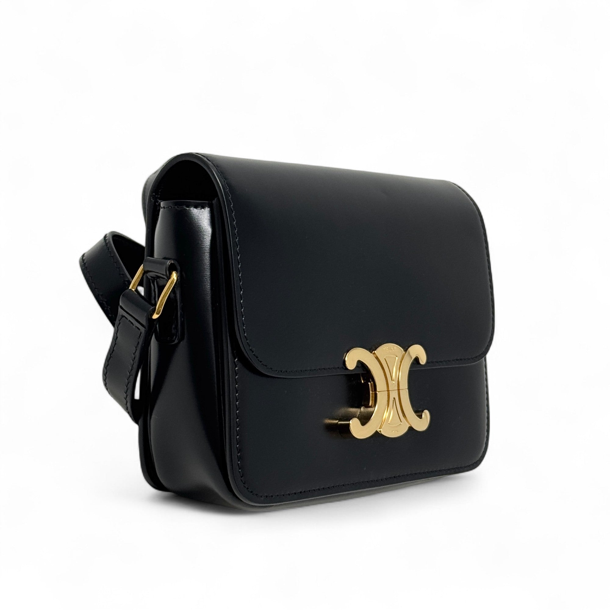 Celine Black Calfskin Triomphe Teen Bag