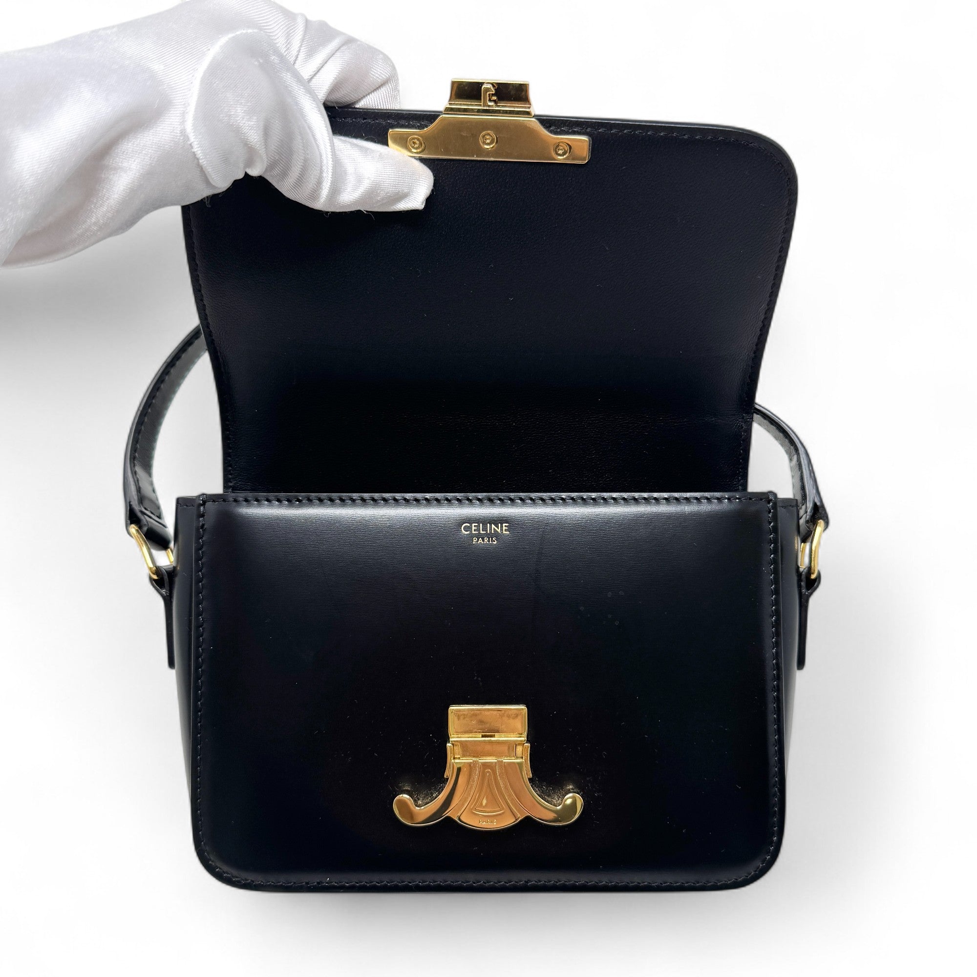 Celine Black Calfskin Triomphe Teen Bag