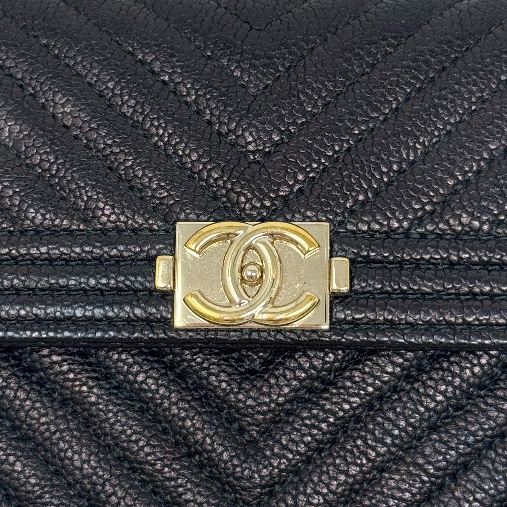 Chanel Black Caviar Long Boy Wallet
