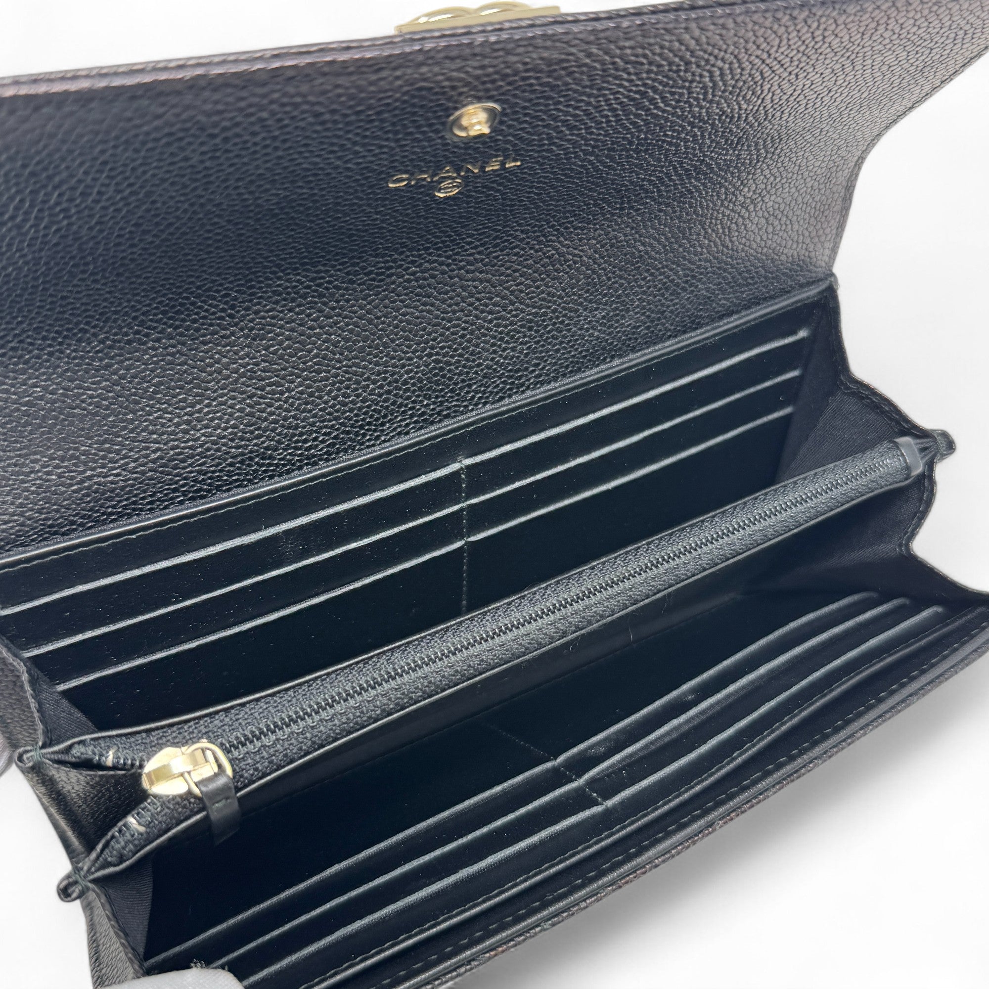 Chanel Black Caviar Long Boy Wallet